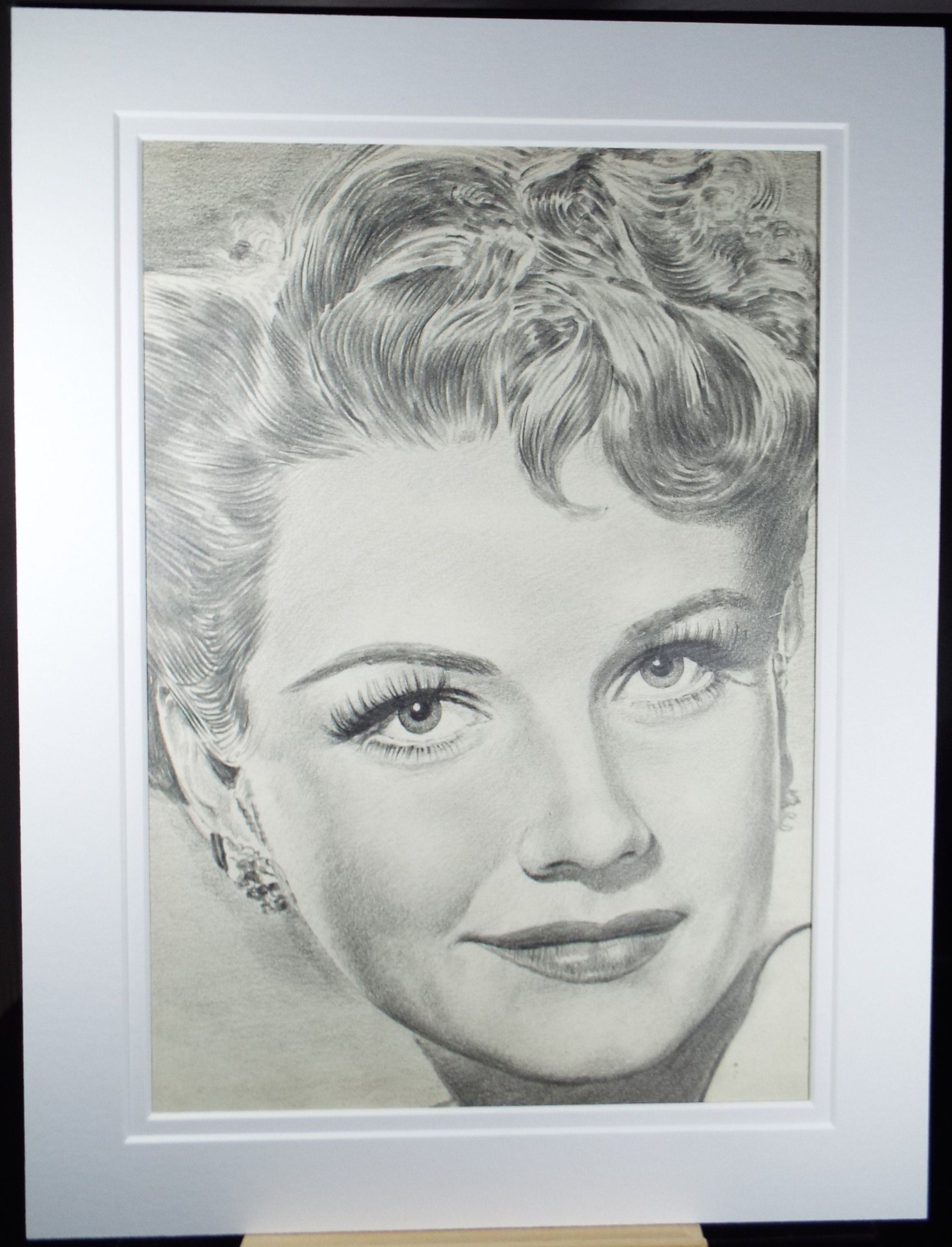 Original Pencil Drawing, 'Anne Baxter', Albert Leonard, Mid 20th Century