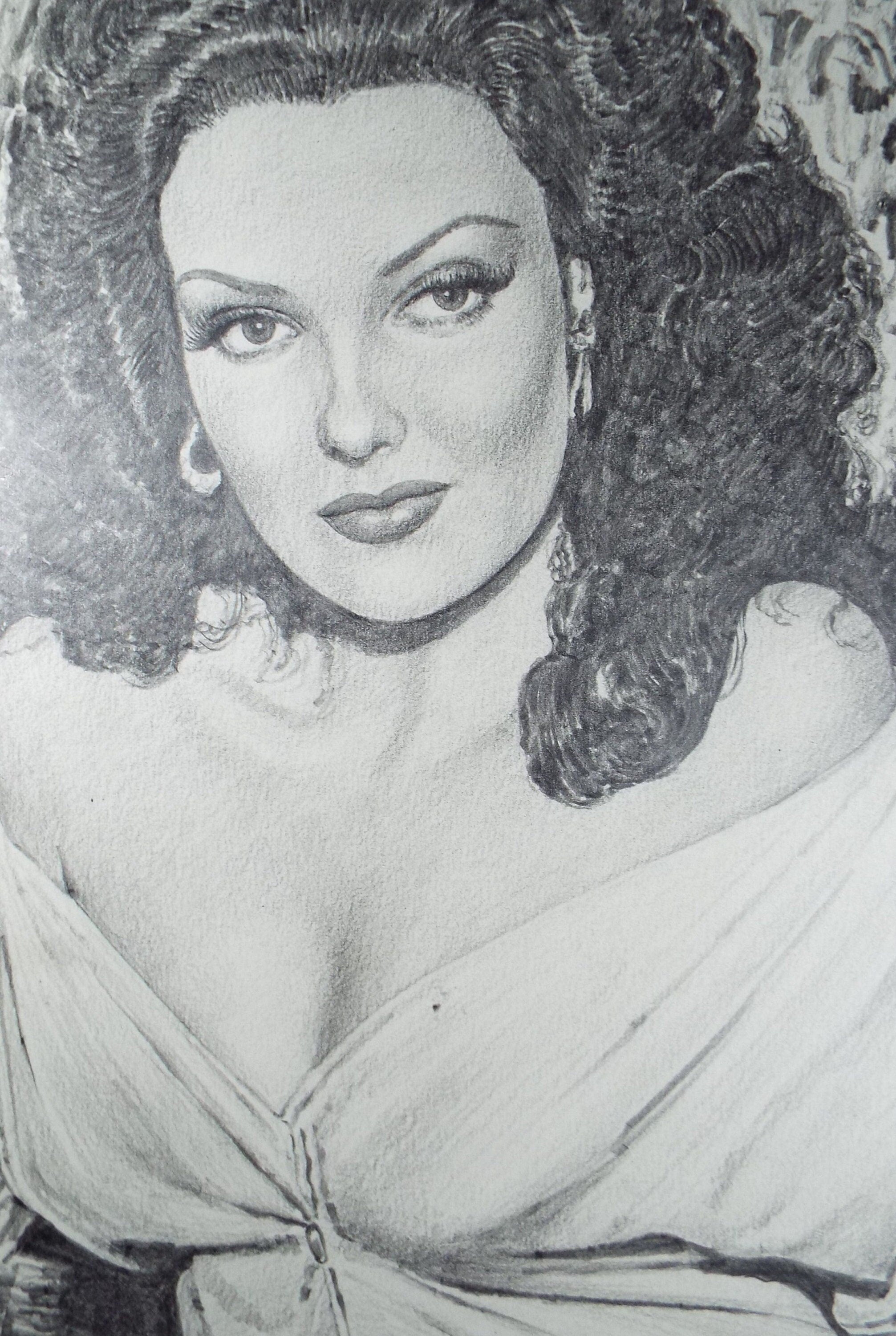 Original Pencil Drawing, 'Jane Russell', Albert Leonard, Mid 20th Century