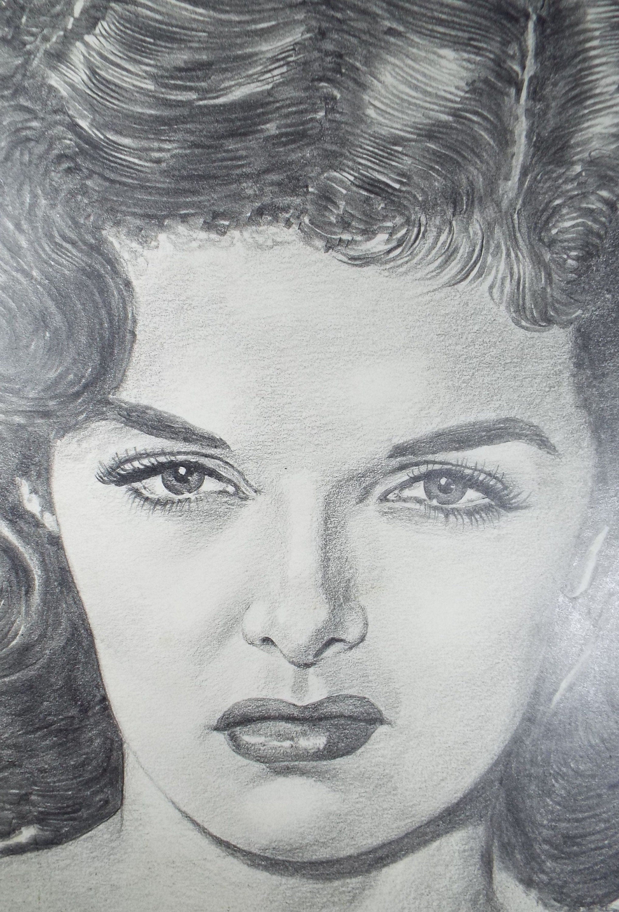 Original Pencil Drawing, 'Jane Russell', Albert Leonard, Mid 20th Century