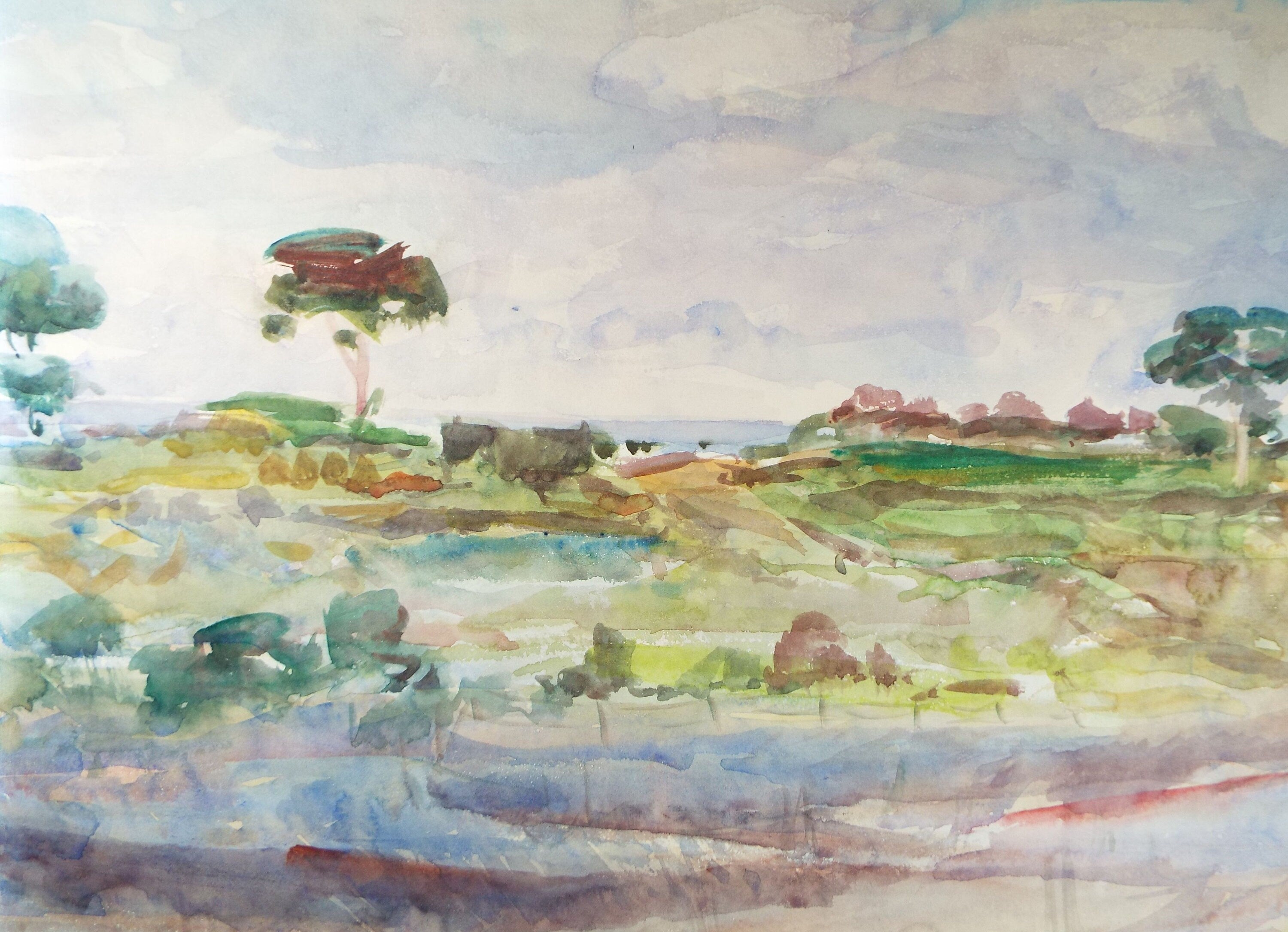 Original watercolour on paper, 'Expansive Landscape', William Crosbie RSA, RGI (1915-1999)