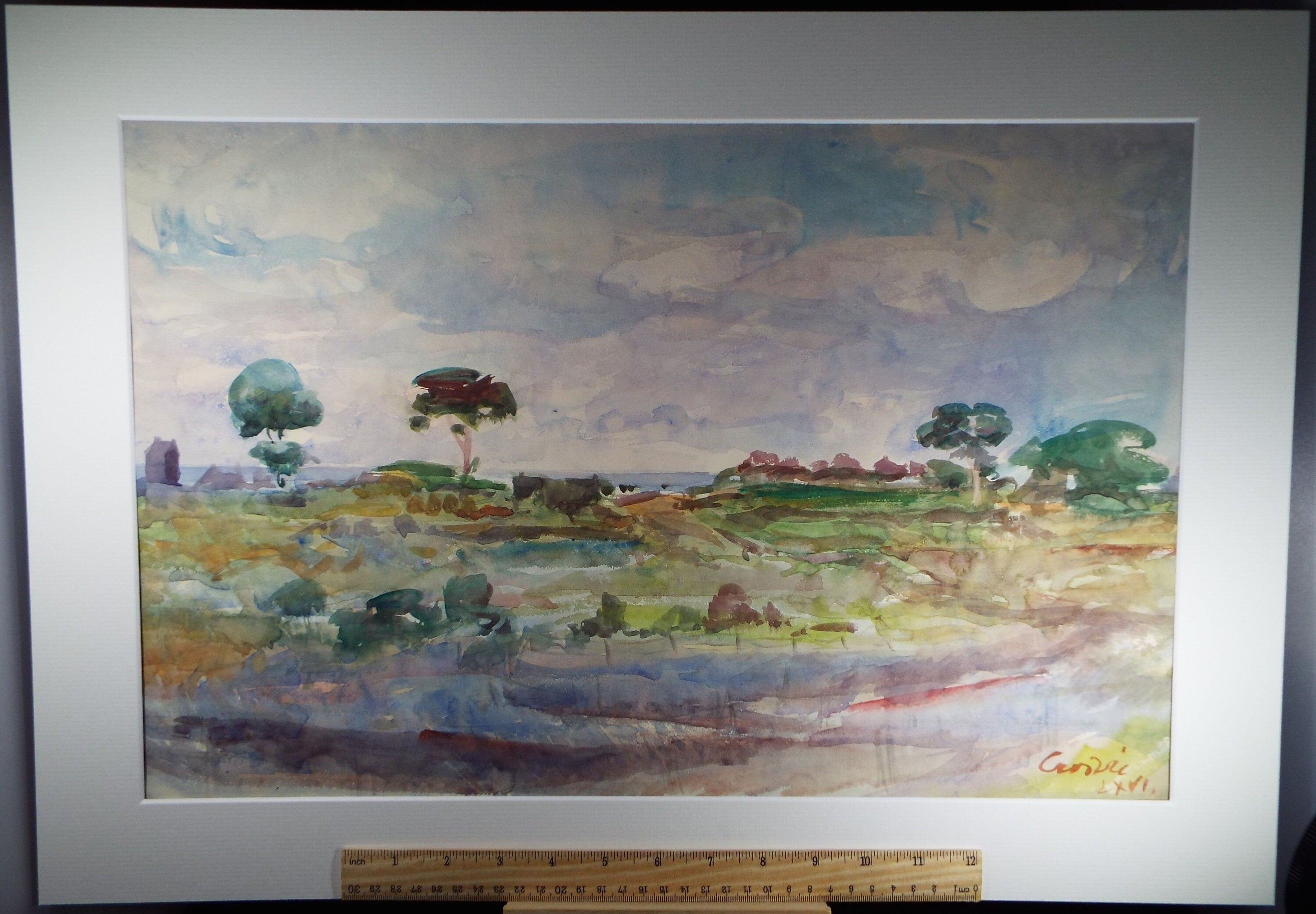 Original watercolour on paper, 'Expansive Landscape', William Crosbie RSA, RGI (1915-1999)