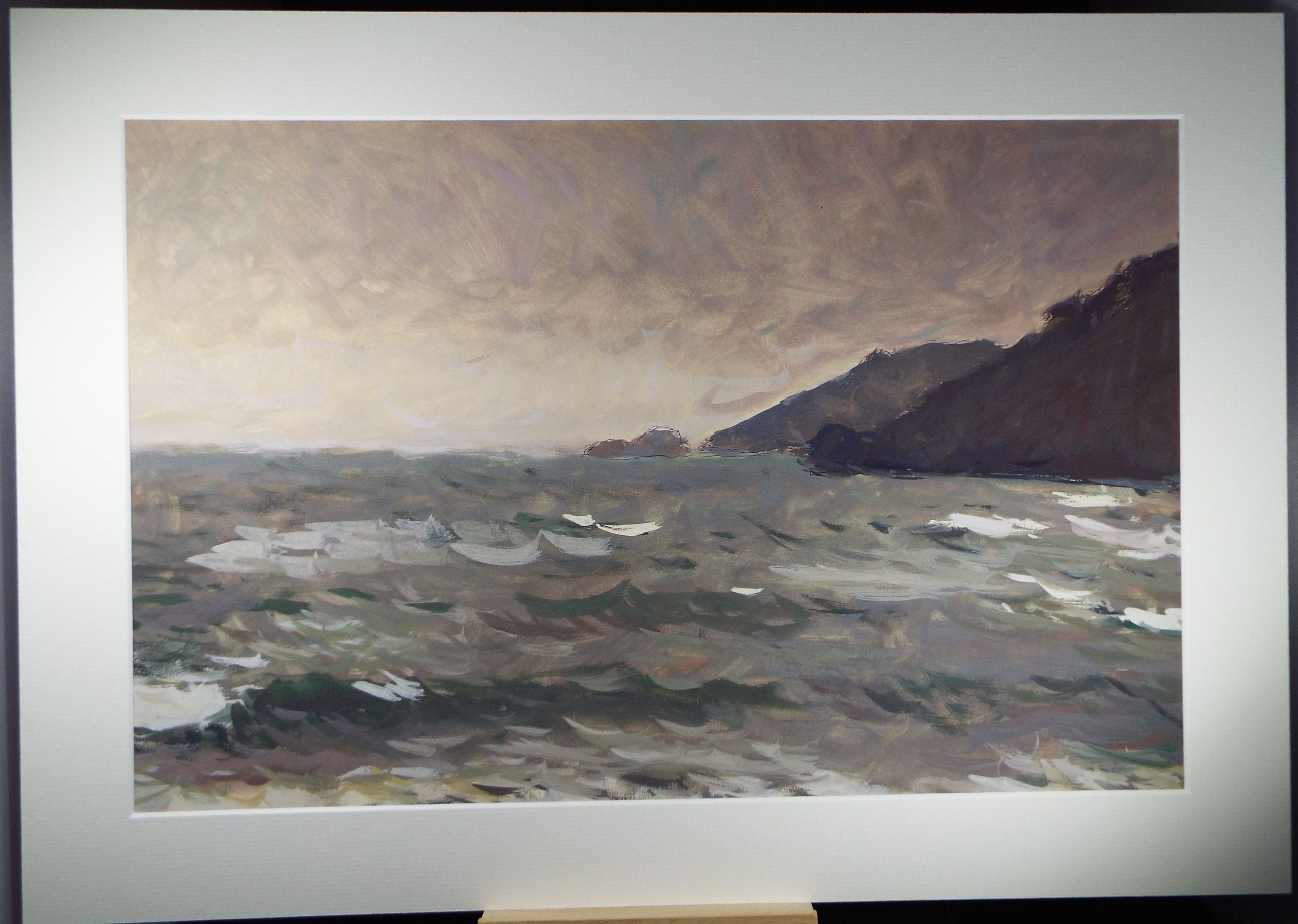 Original Gouache on paper, 'Headlands', Unknown Artist, circa 1960's - Marine Landscape