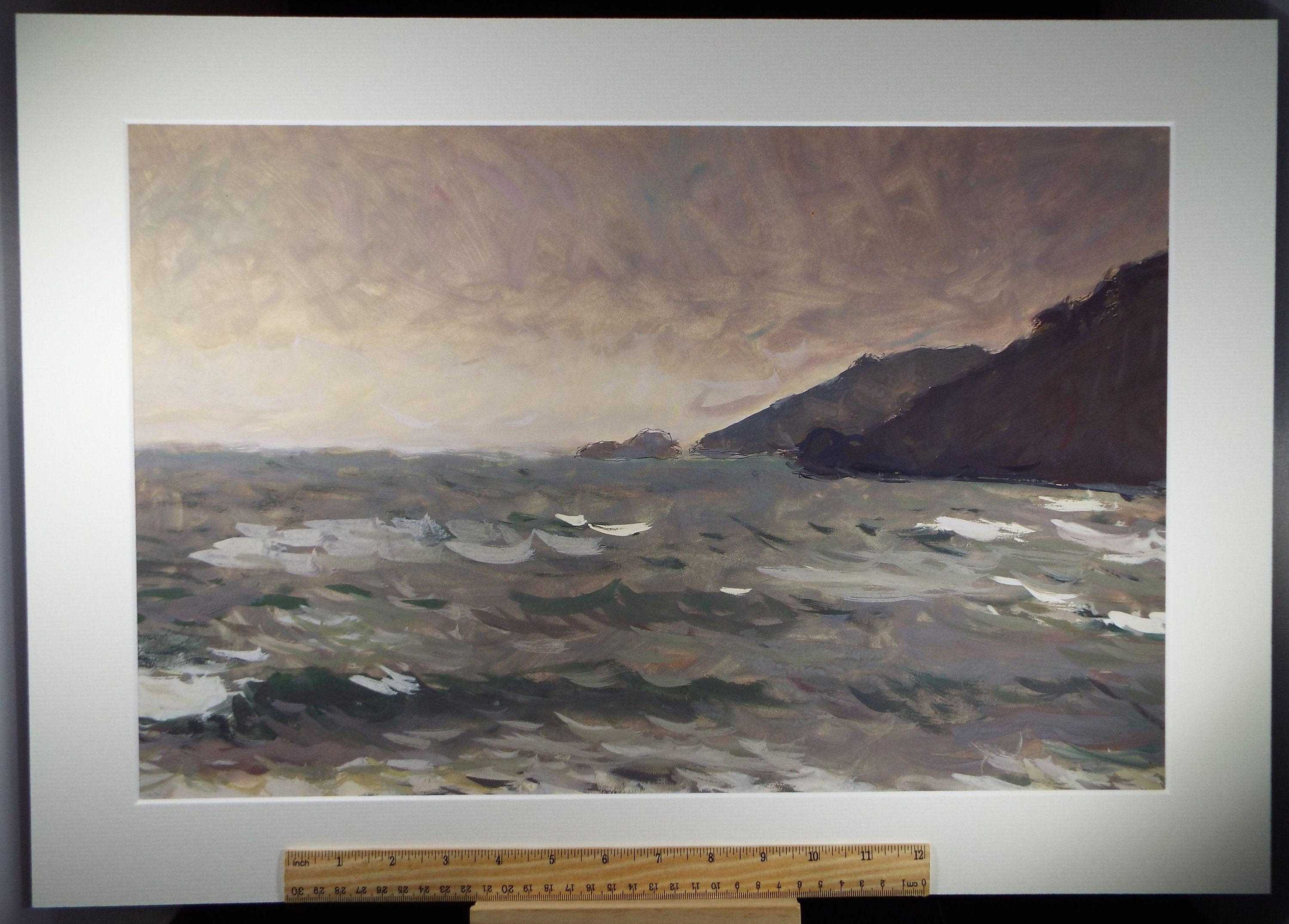 Original Gouache on paper, 'Headlands', Unknown Artist, circa 1960's - Marine Landscape