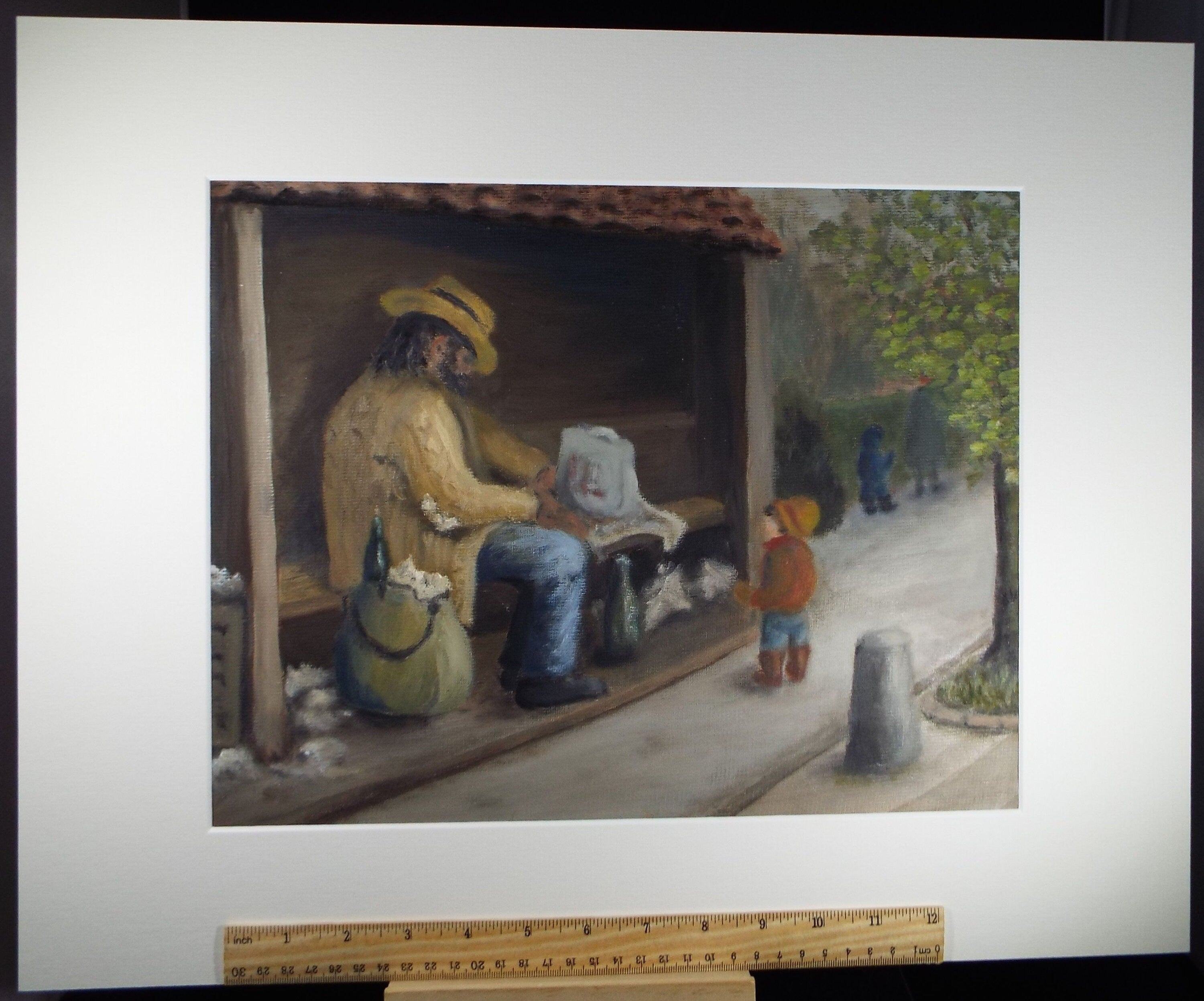 Original Oil on Paper, 'the Vagrant' c1980's, Artist Unknown