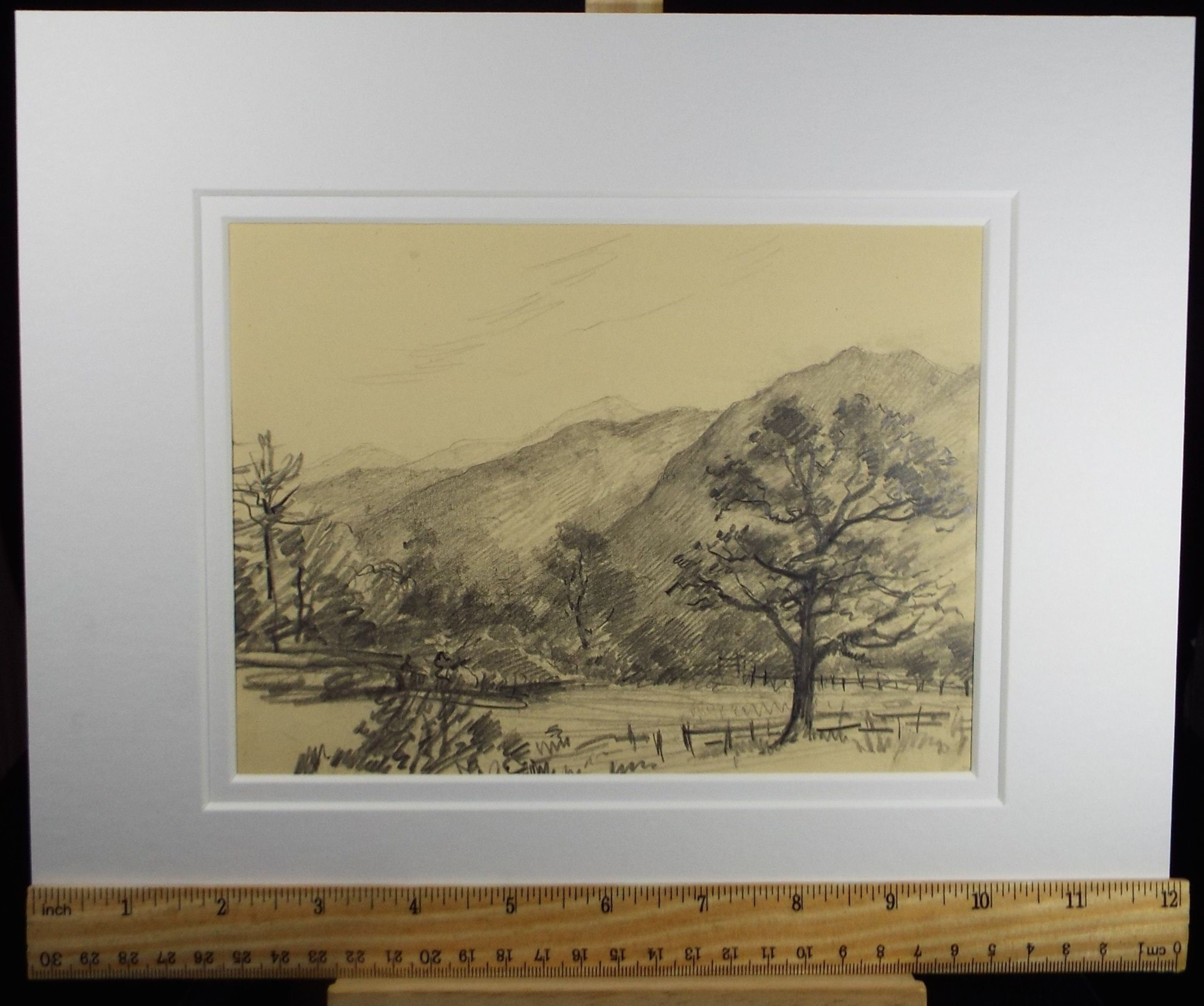 Original Pencil Drawing, 'Bassenthwaite', Circa 1920's, Nan C. Livingstone (1876-1952)