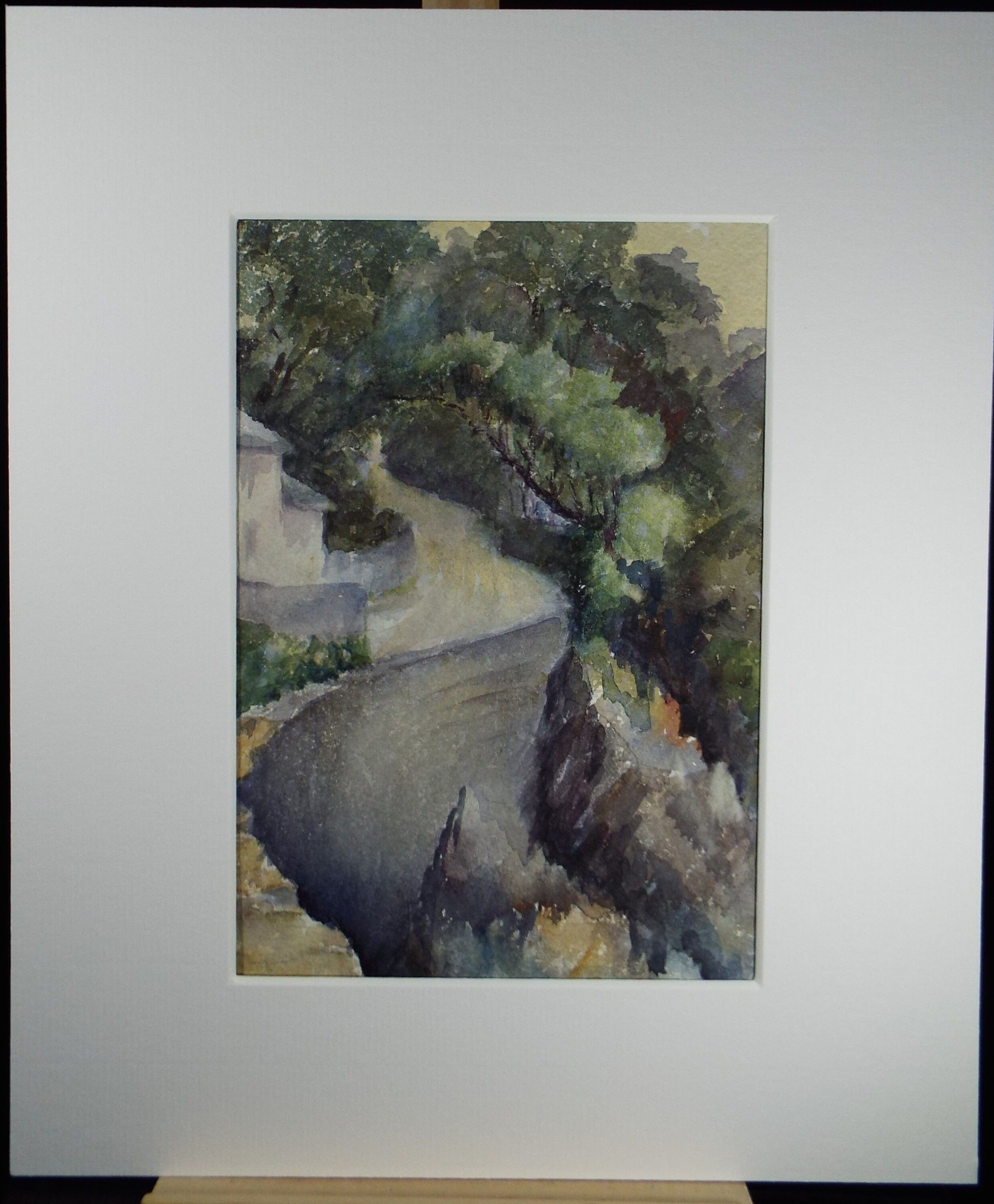 Original Watercolour on Paper, 'Cliff Edge Track', early 20th Century, Artist Unknown