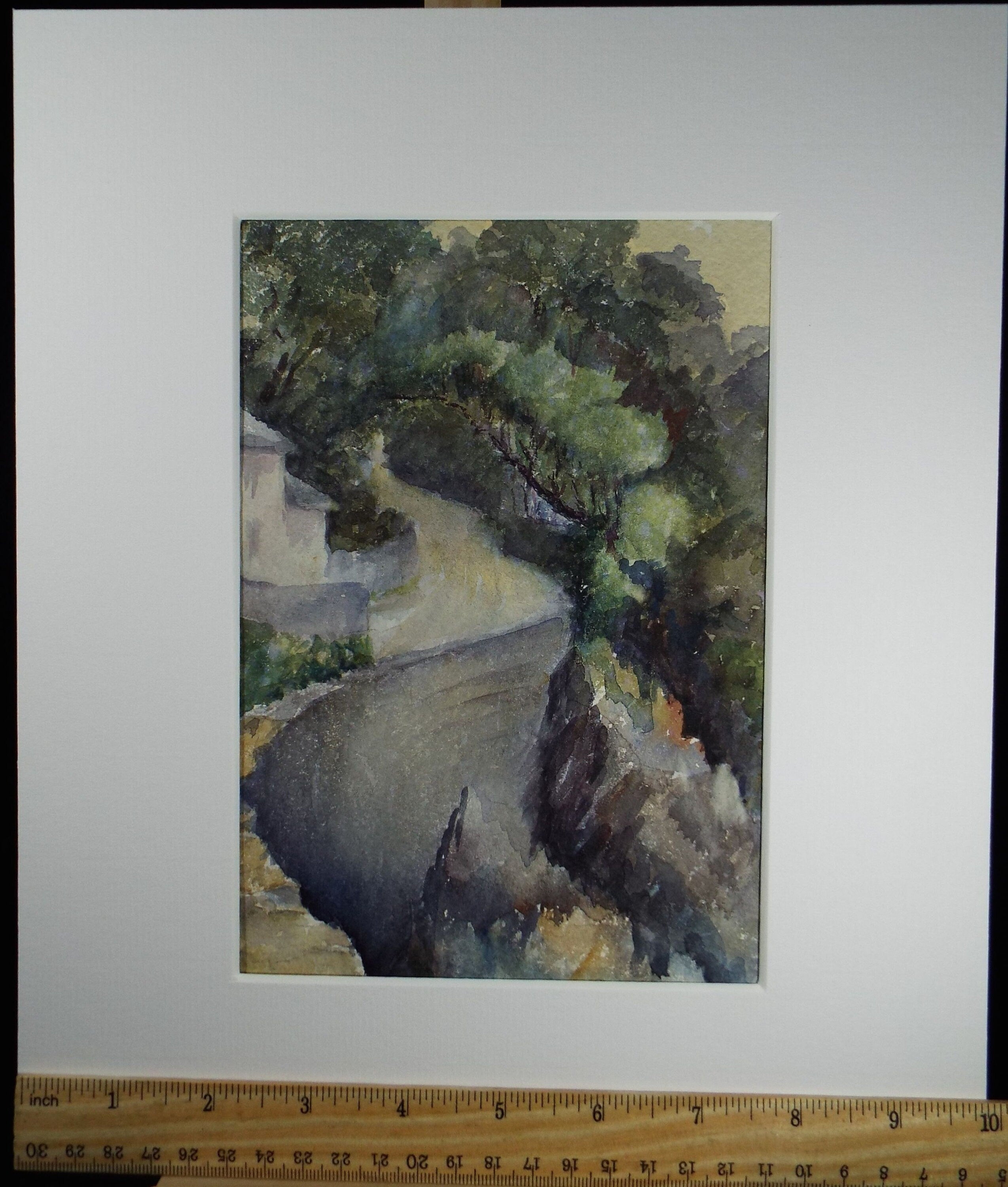 Original Watercolour on Paper, 'Cliff Edge Track', early 20th Century, Artist Unknown