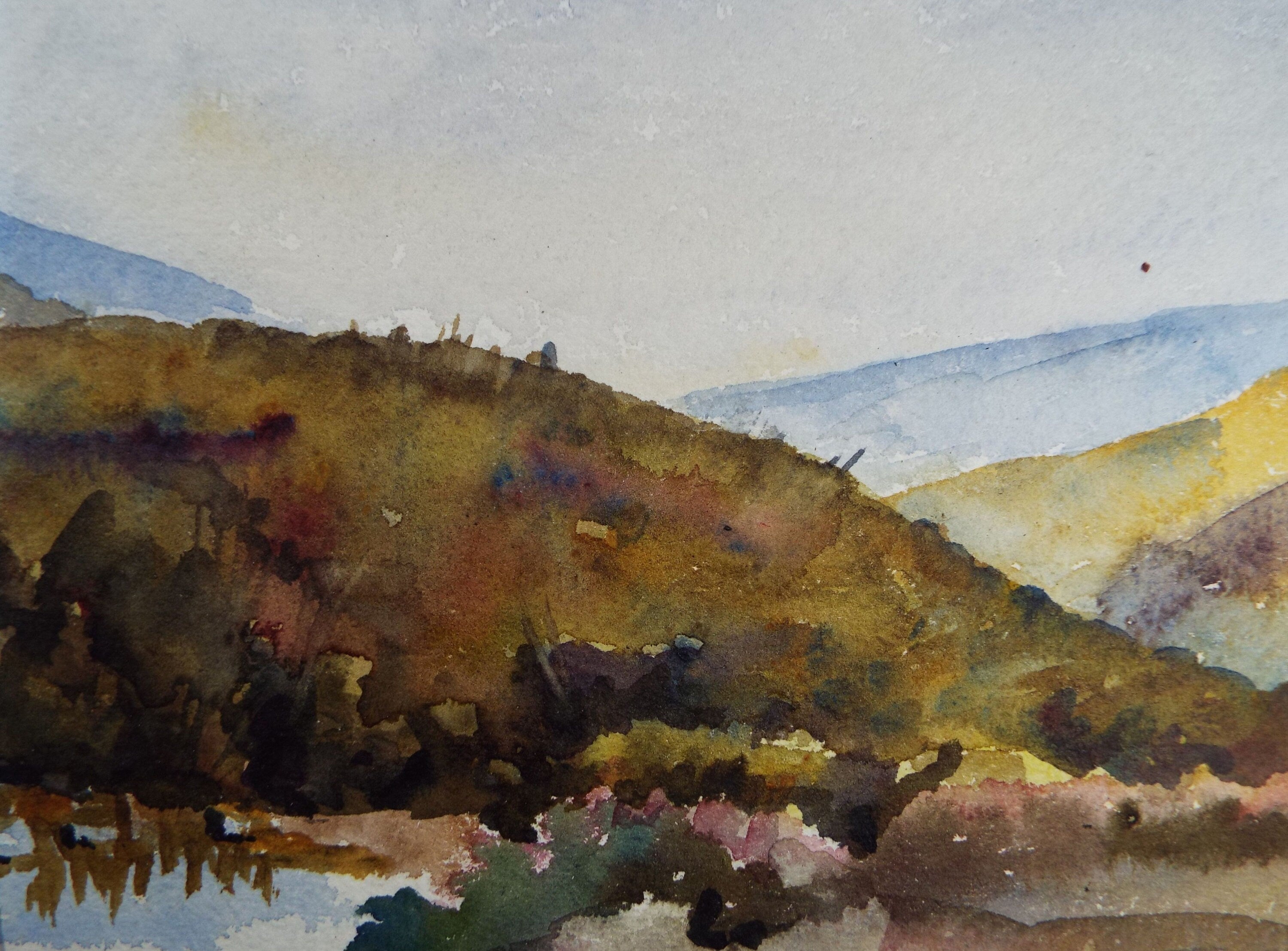 Original Watercolour on Paper, 'Autumn Landscape', early 20th Century, Artist Unknown