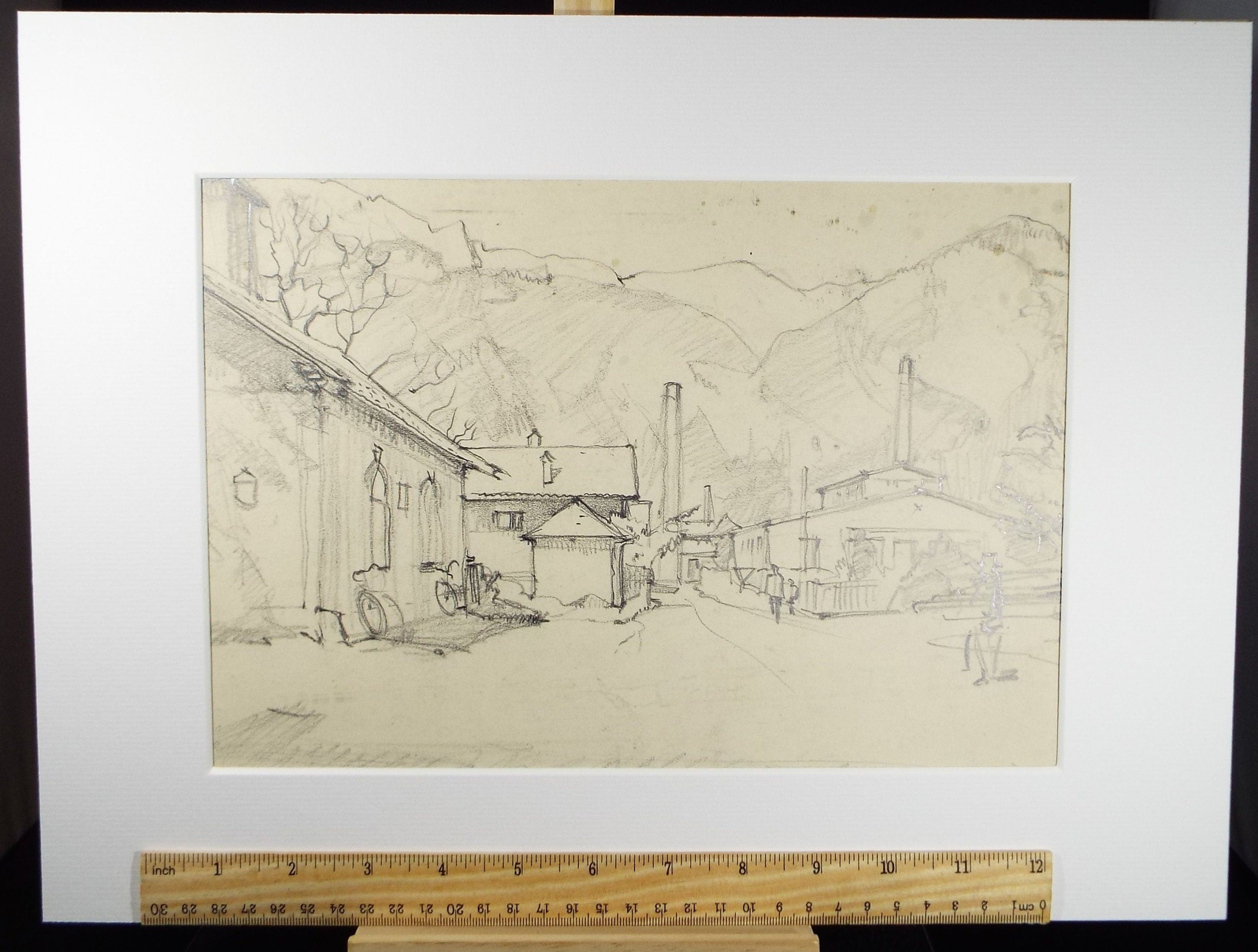 Original Pencil Drawing, 'Brixlegg Austria', Dated 1957, Douglas Pittuck (1911-1993)