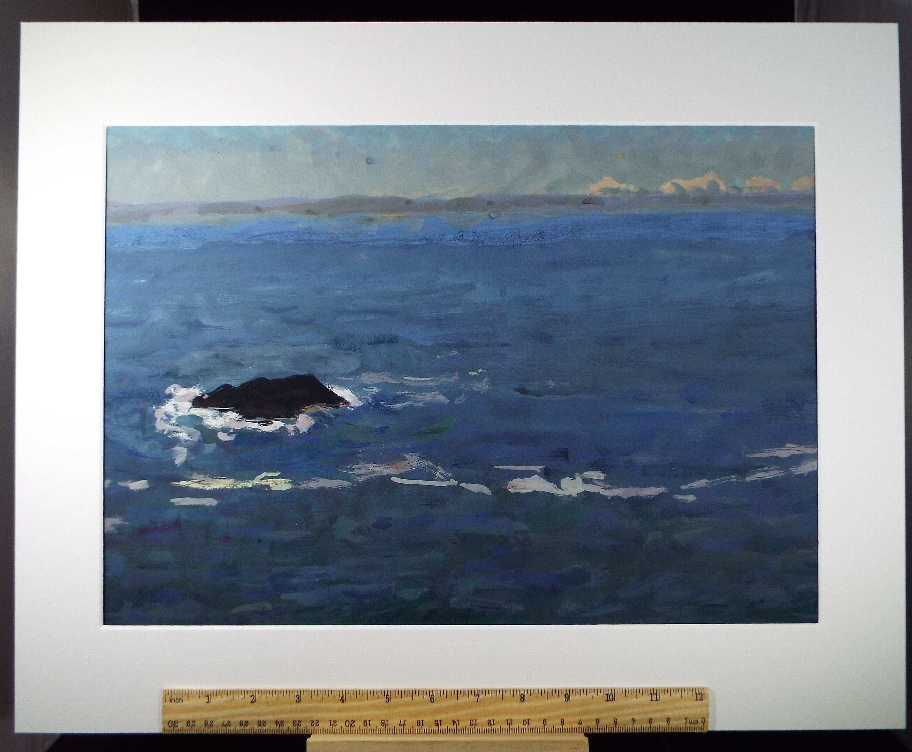 Original Gouache on paper, 'A rocky outcrop'', Unknown Artist, circa 1960's - Marine Landscape