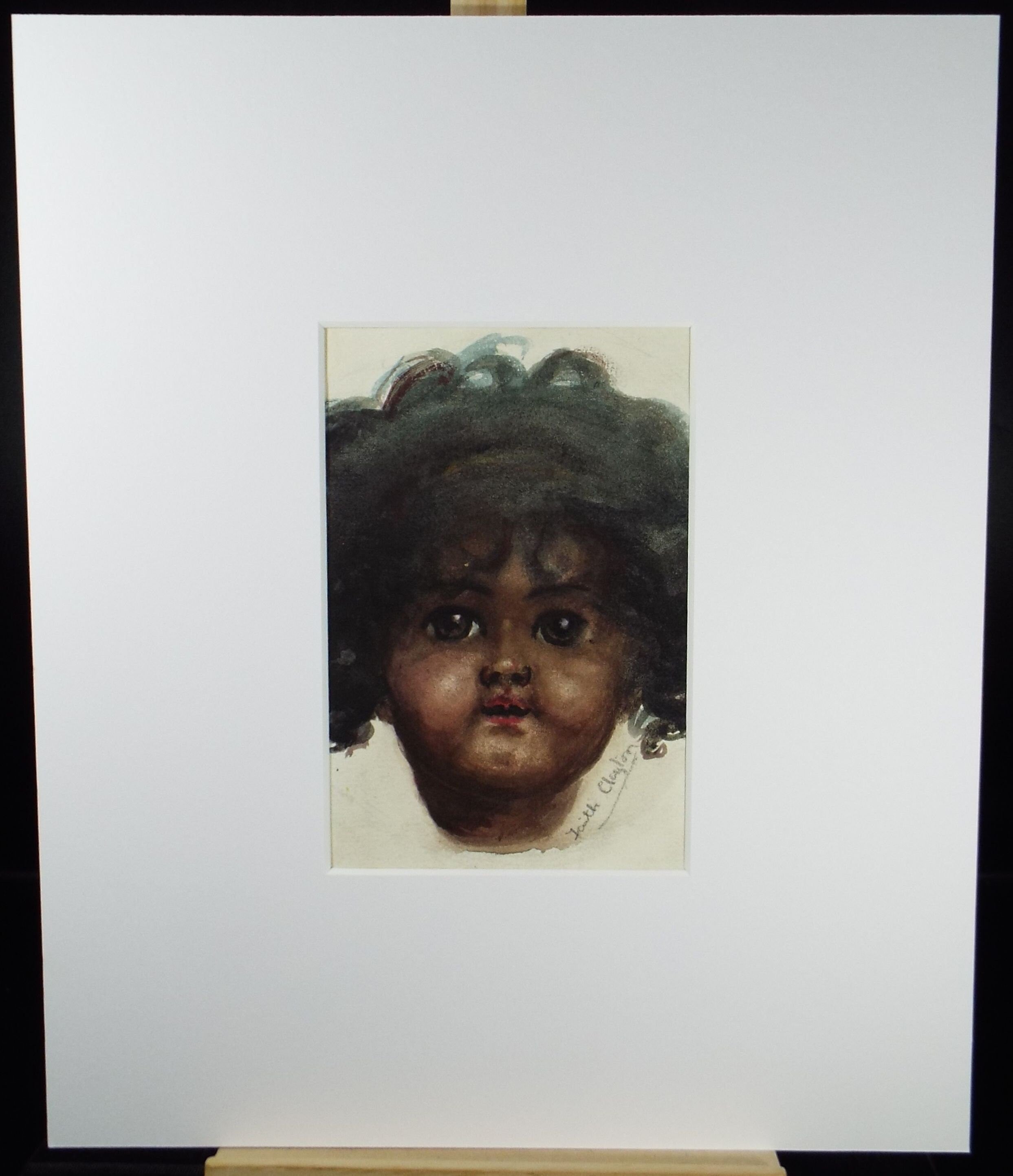 Original watercolour Drawing, 'Study of a Dolls Head', Circa 1915, Judith Clayton