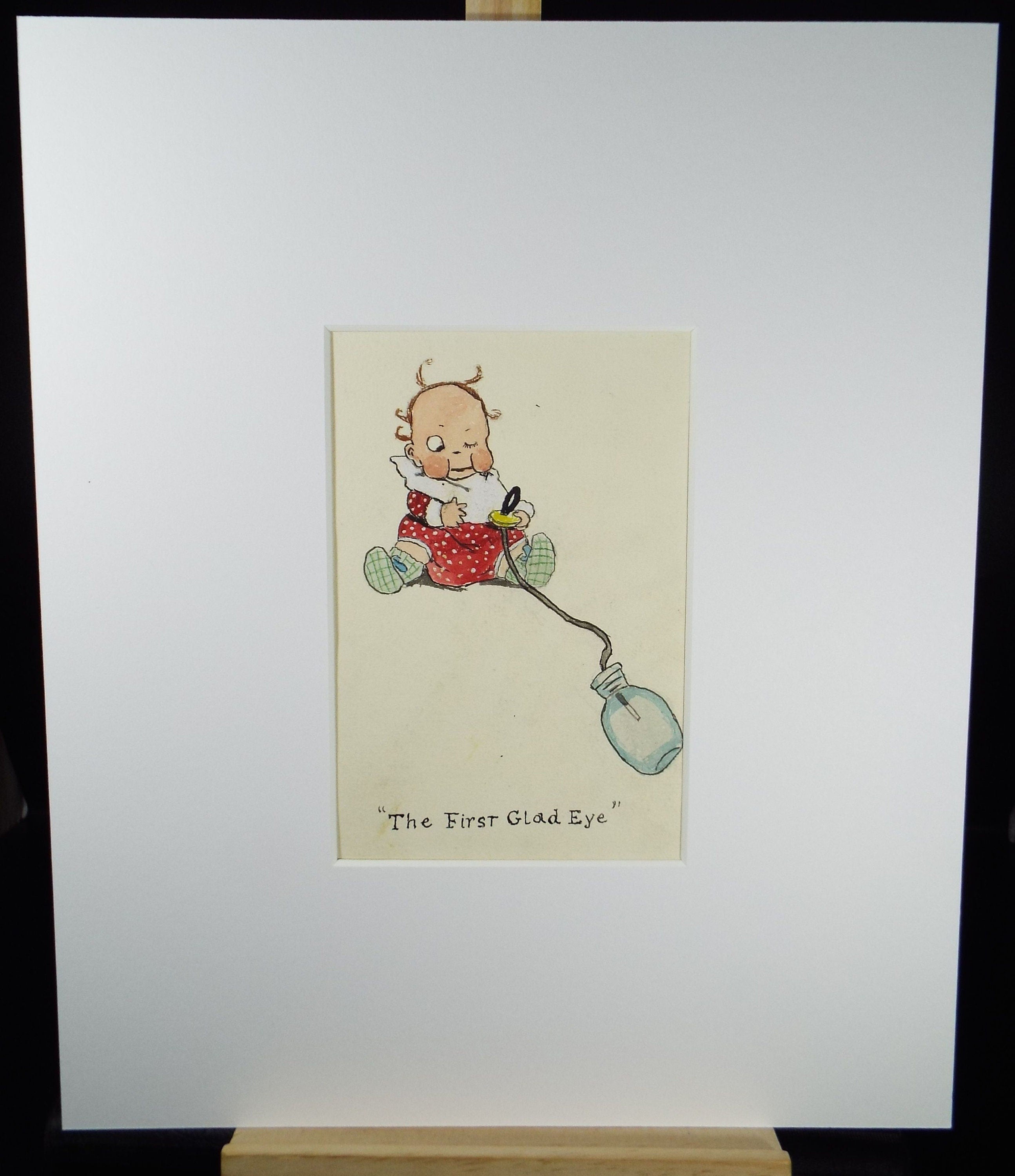 Original watercolour Drawing, 'The first glad eye', Dated 1913, C Broom