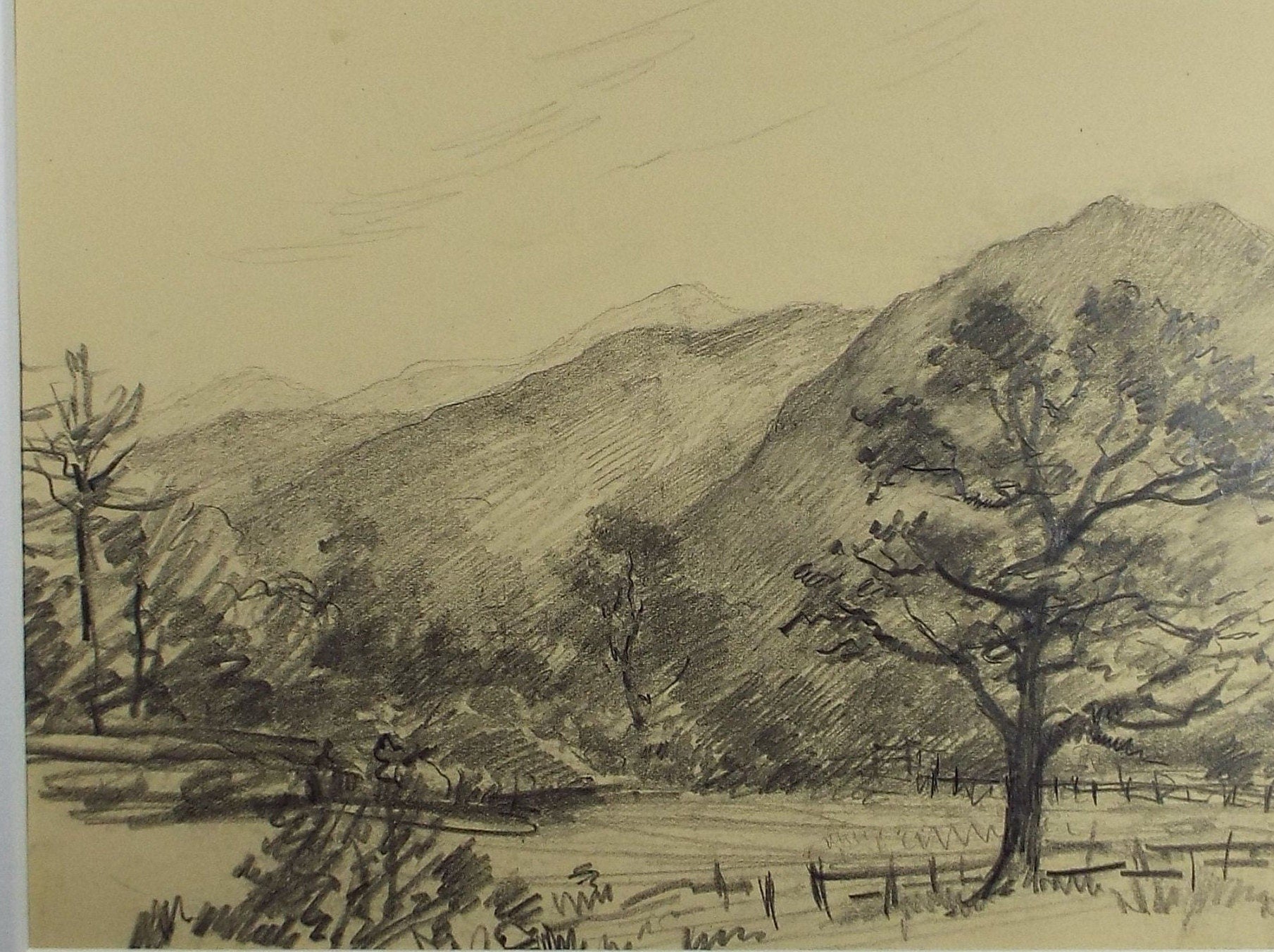 Original Pencil Drawing, 'Bassenthwaite', Circa 1920's, Nan C. Livingstone (1876-1952)