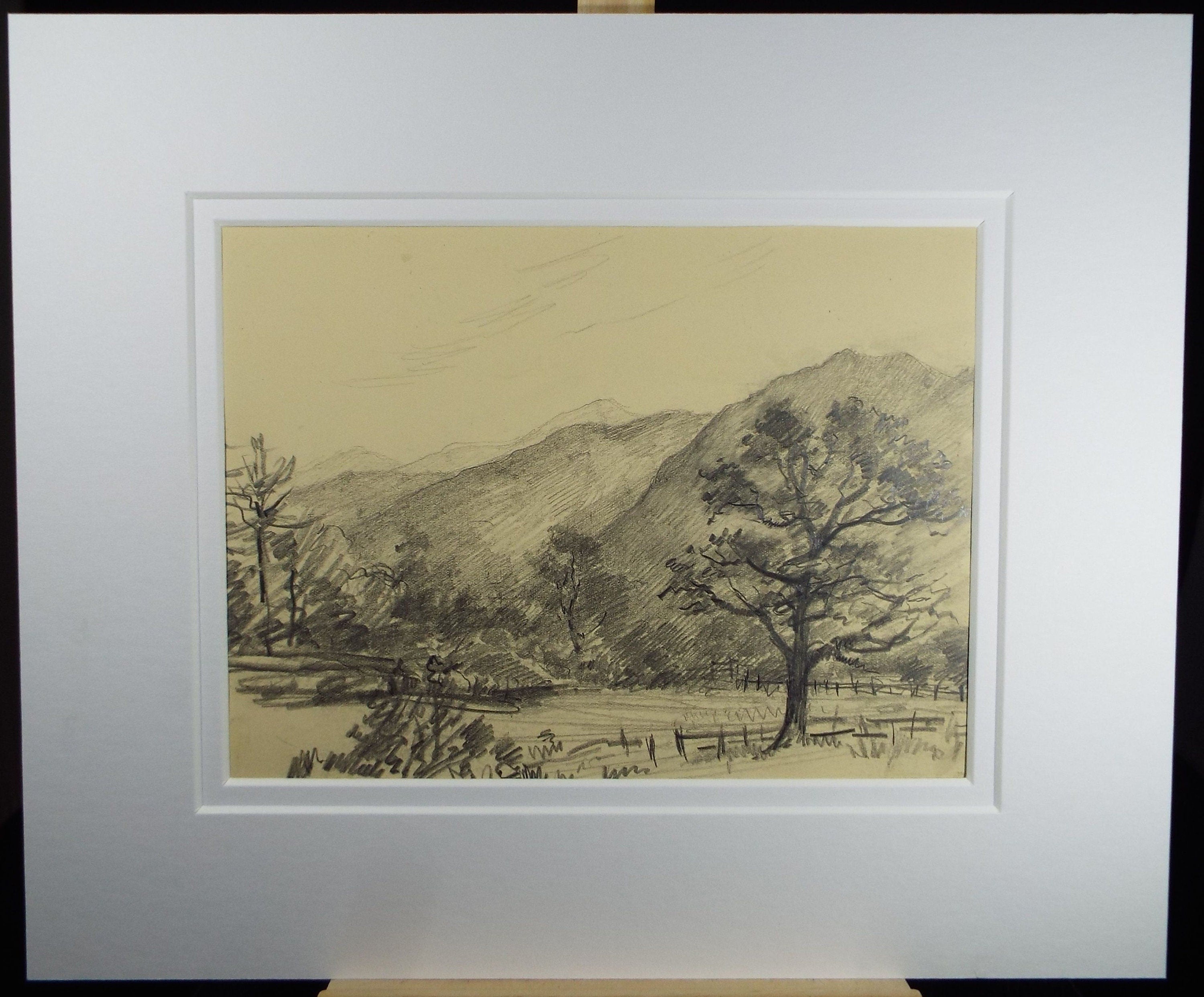 Original Pencil Drawing, 'Bassenthwaite', Circa 1920's, Nan C. Livingstone (1876-1952)