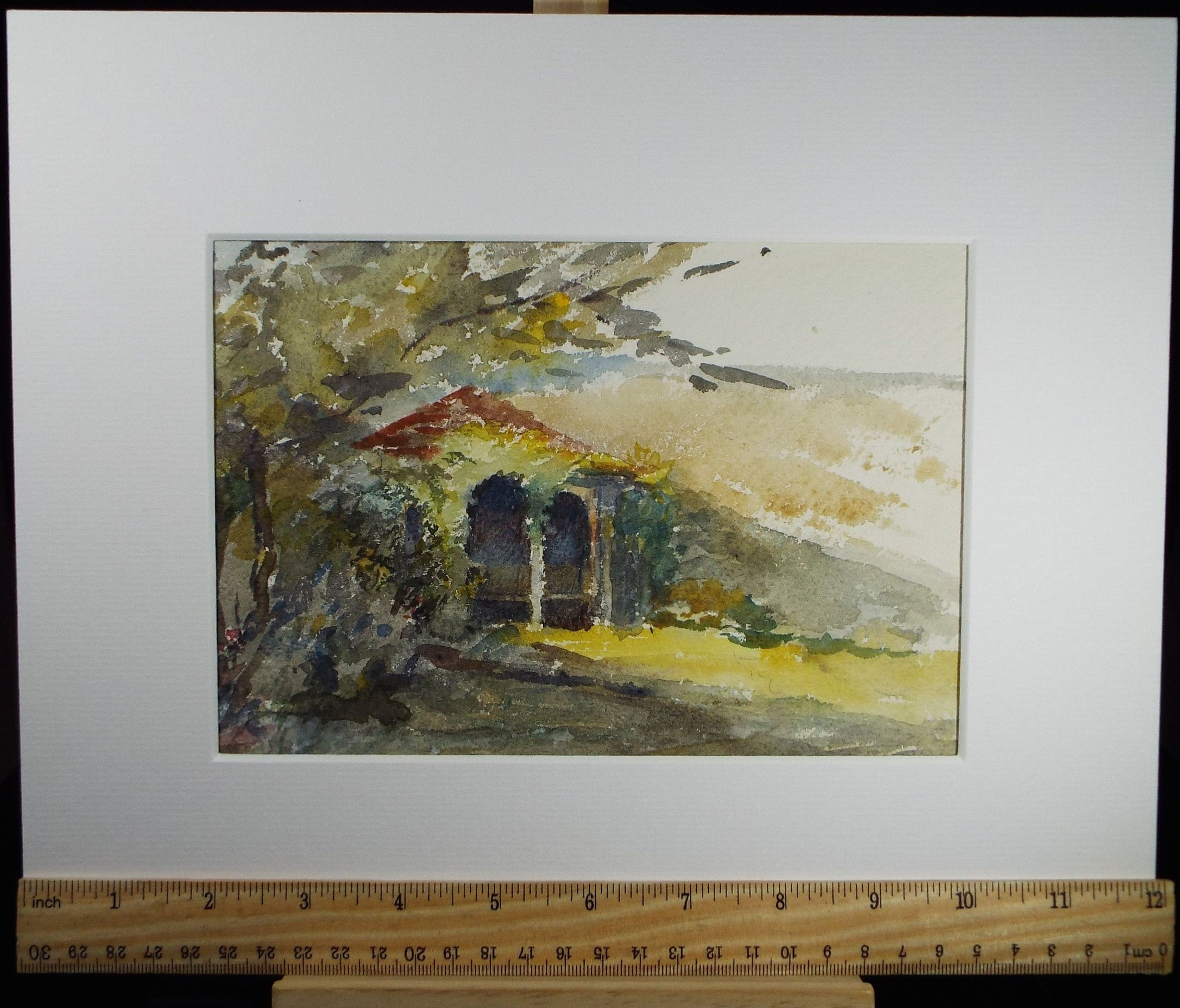 Original Watercolour on Paper, 'Arbour in a Garden Landscape', early 20th Century, Artist Unknown