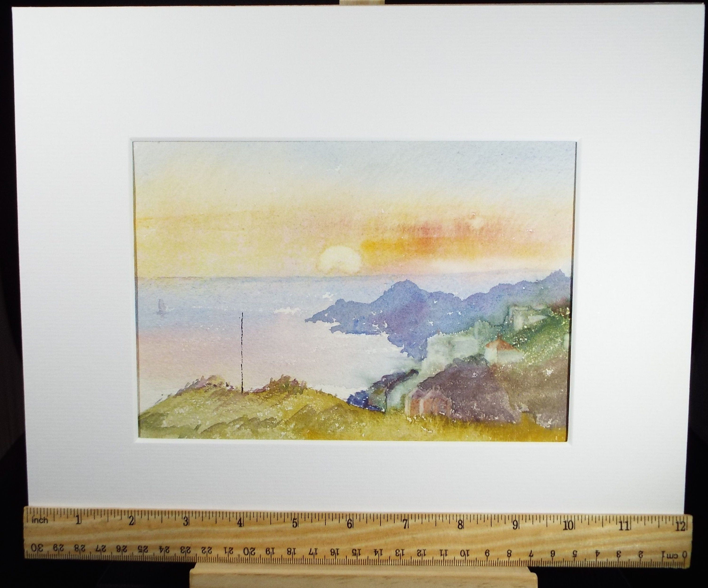 Original Watercolour on Paper, 'Marine Sunset', early 20th Century, Artist Unknown