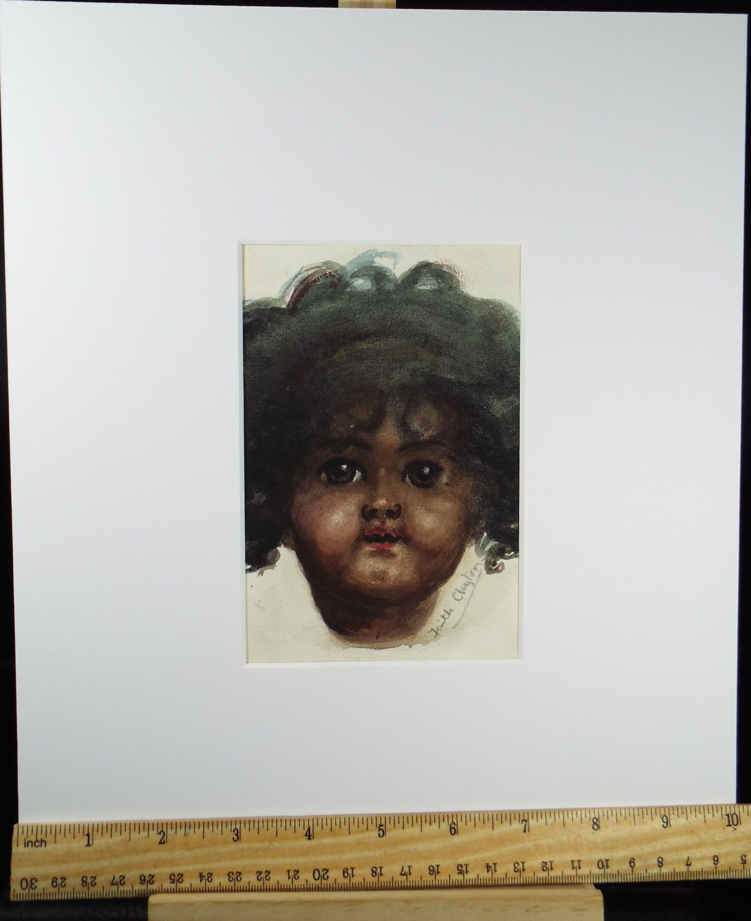 Original watercolour Drawing, 'Study of a Dolls Head', Circa 1915, Judith Clayton