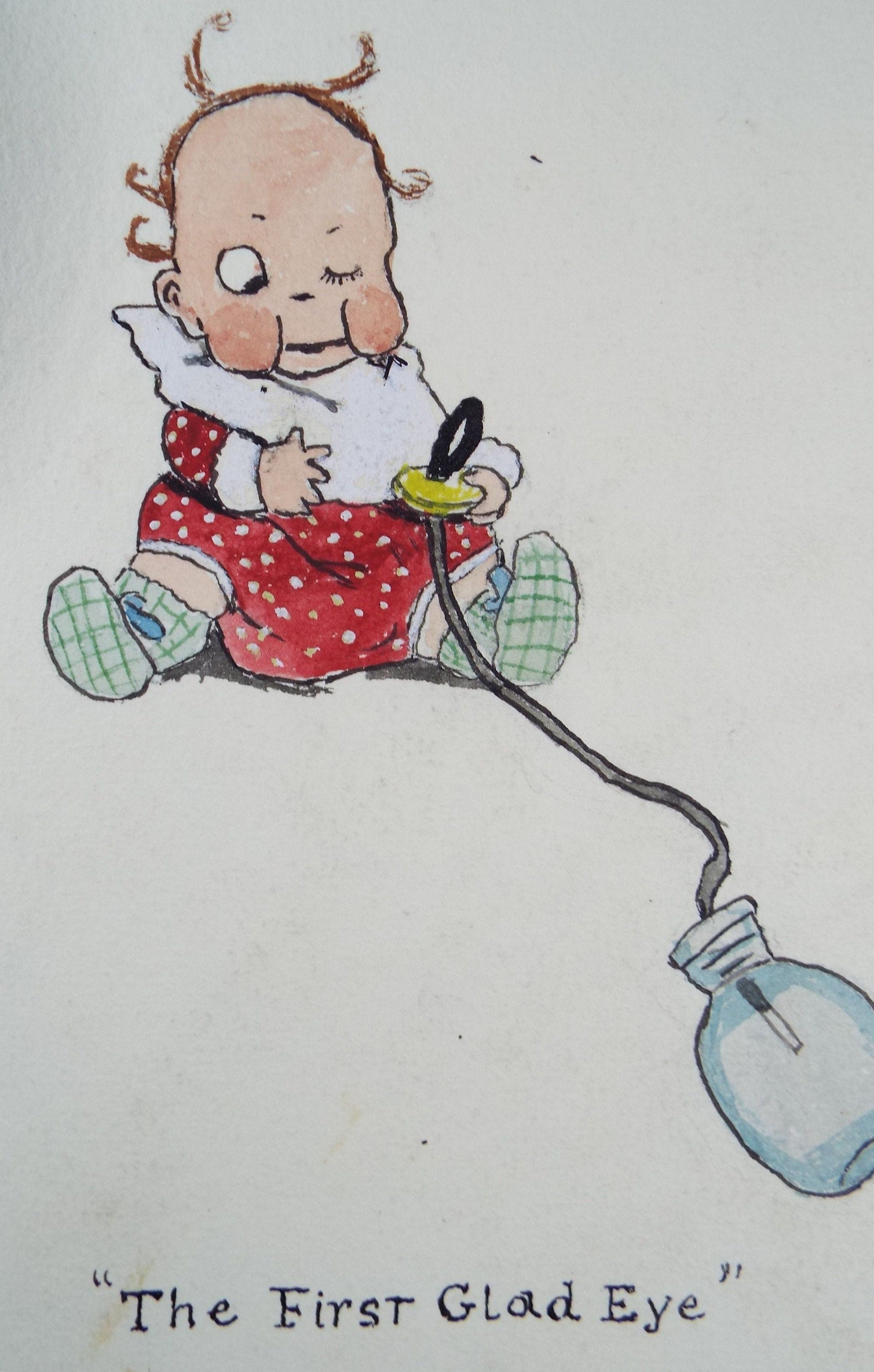 Original watercolour Drawing, 'The first glad eye', Dated 1913, C Broom