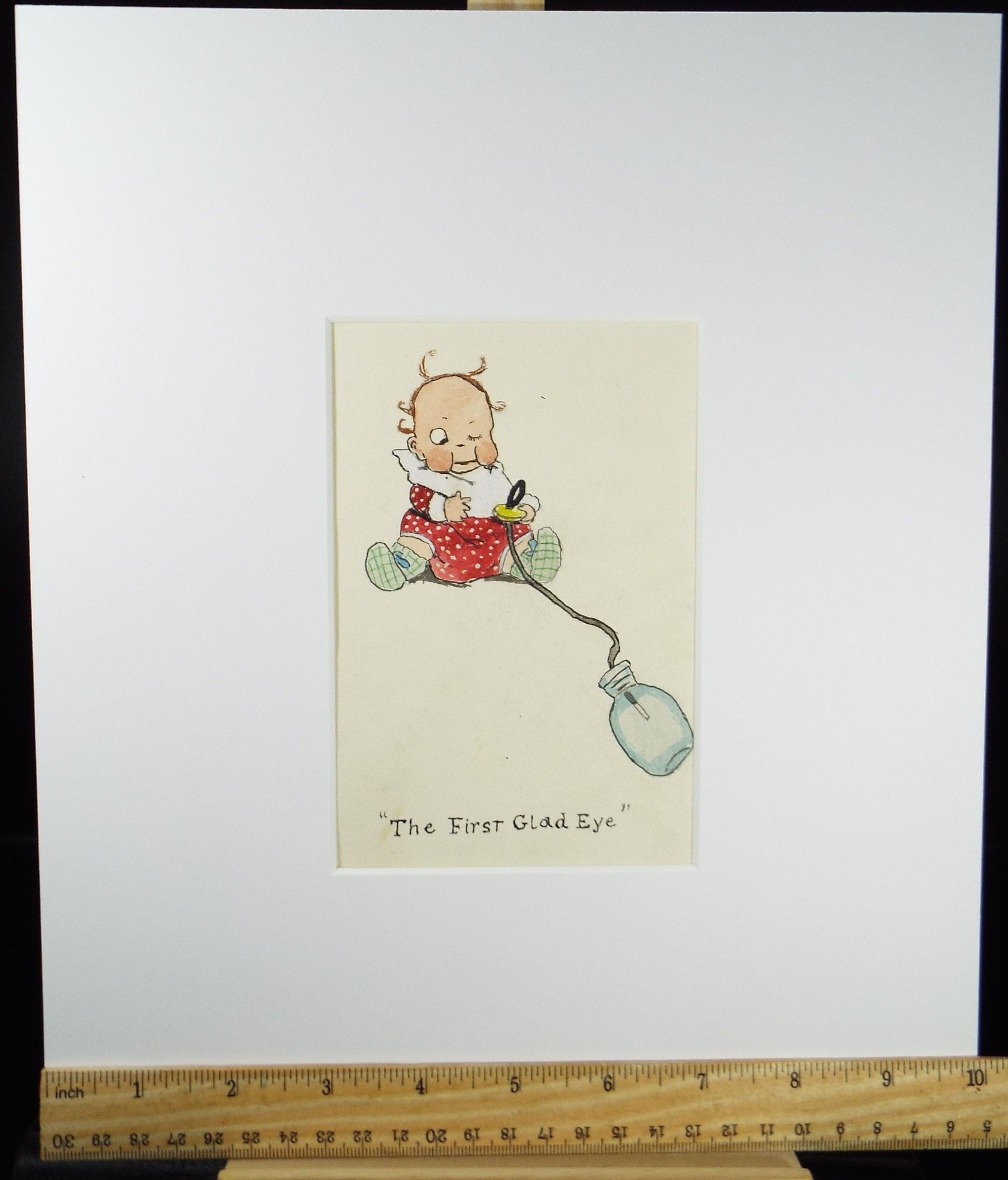 Original watercolour Drawing, 'The first glad eye', Dated 1913, C Broom