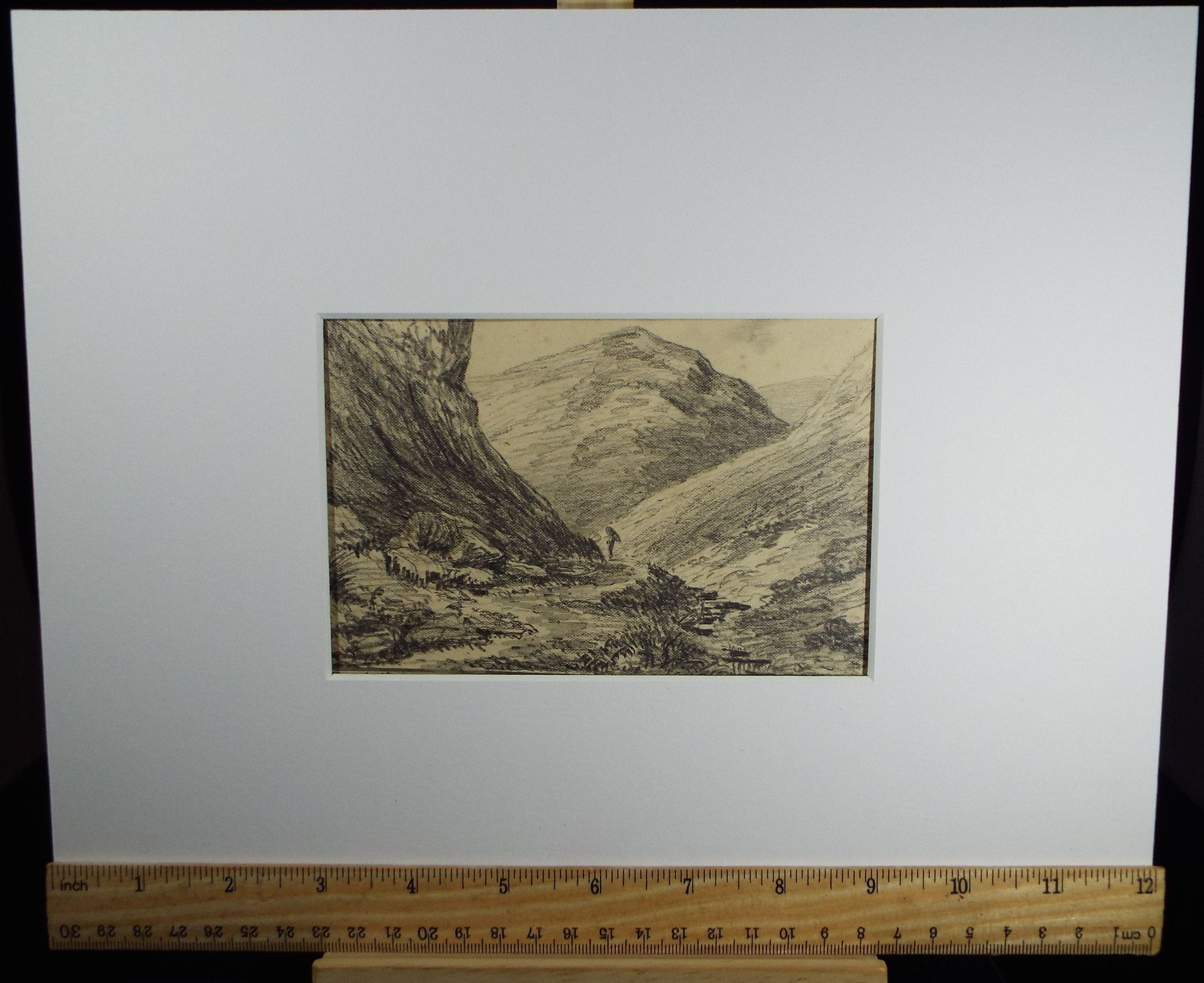 Original Pencil Drawing, 'Church Stretton', Dated 1874,  Artist Unknown
