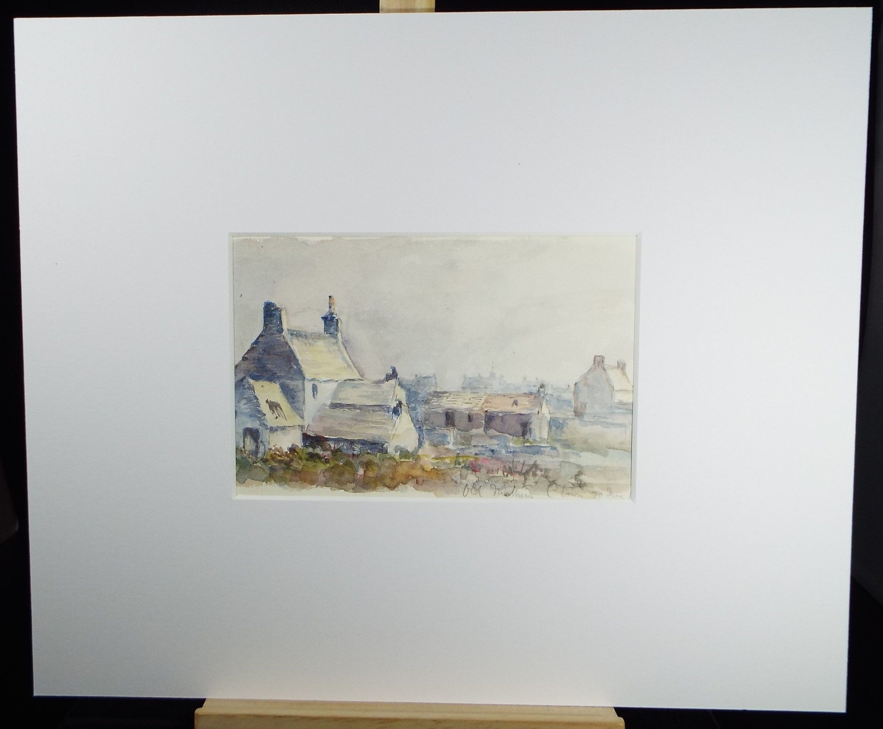 Original Watercolour on Paper, 'Village Buildings', early 20th Century, Artist Unknown