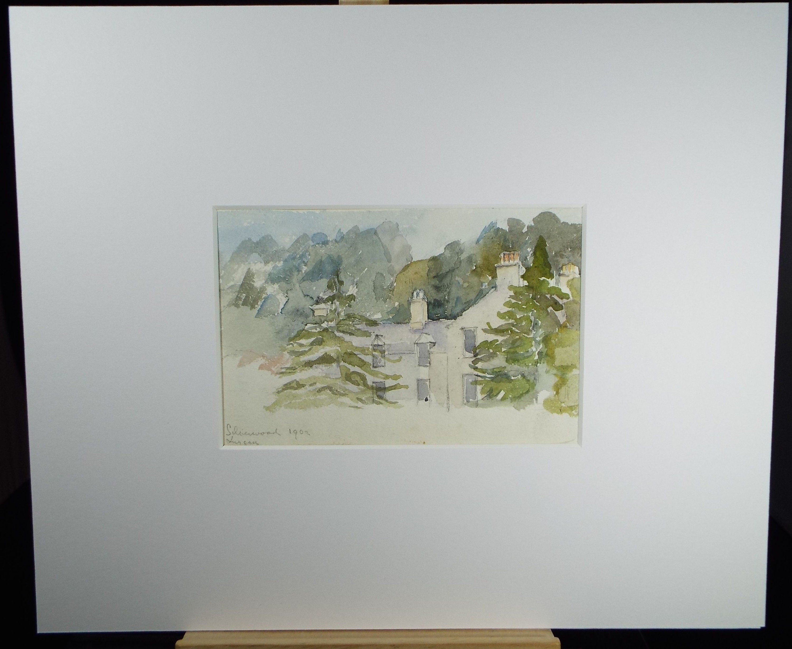 Original Watercolour on Paper, 'House in the Woods', early 20th Century, Artist Unknown
