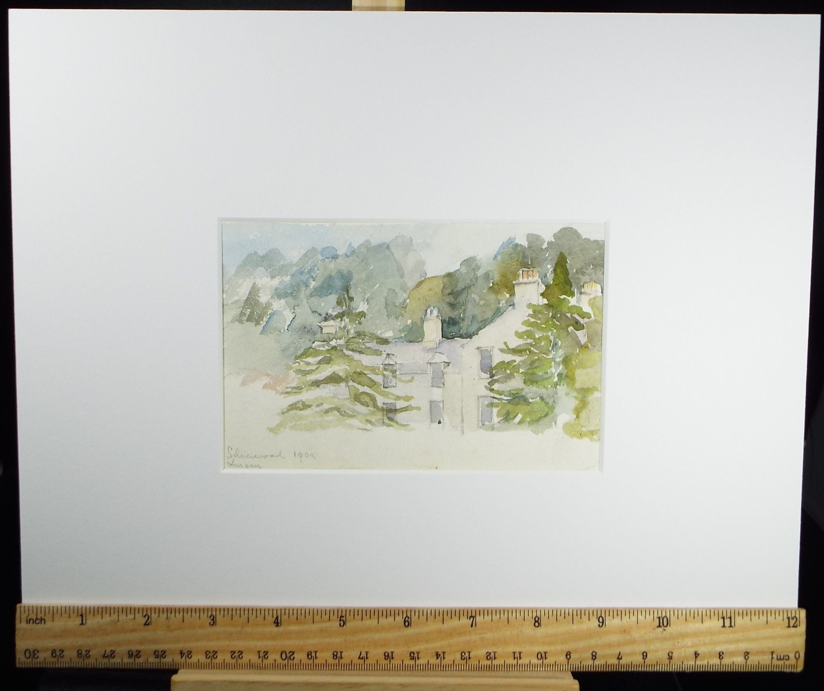 Original Watercolour on Paper, 'House in the Woods', early 20th Century, Artist Unknown