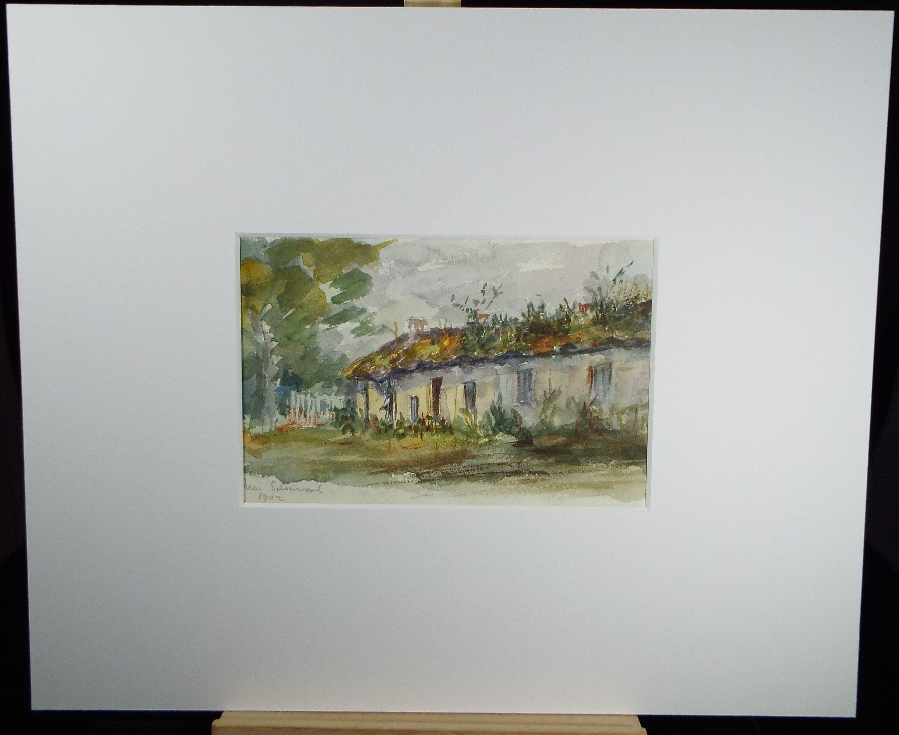 Original Watercolour on Paper, 'Row of Cottages', early 20th Century, Artist Unknown