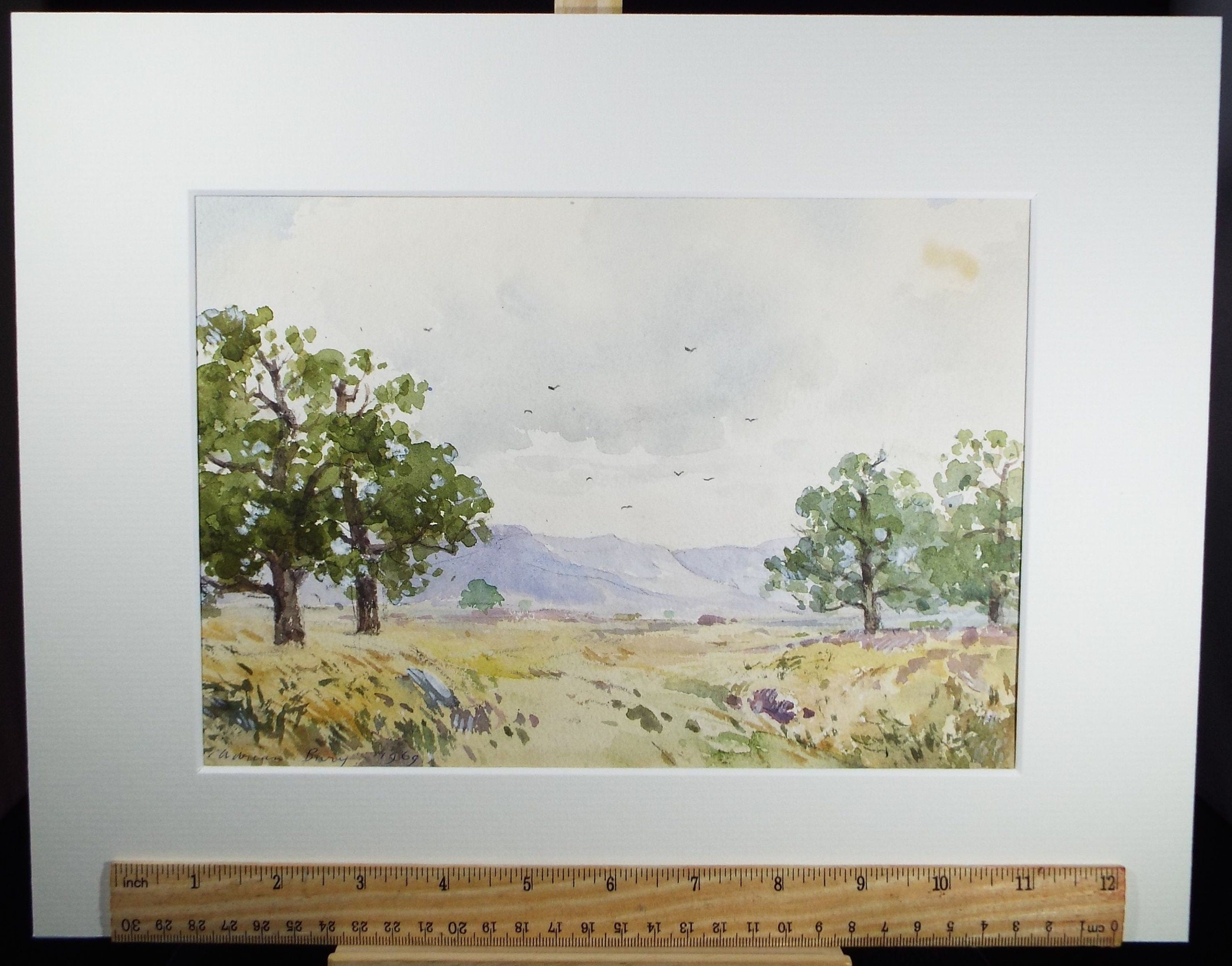 Original Watercolour, 'Landscape with Distant Hills', Dated 1969, Adrian Bury (1891-1991)