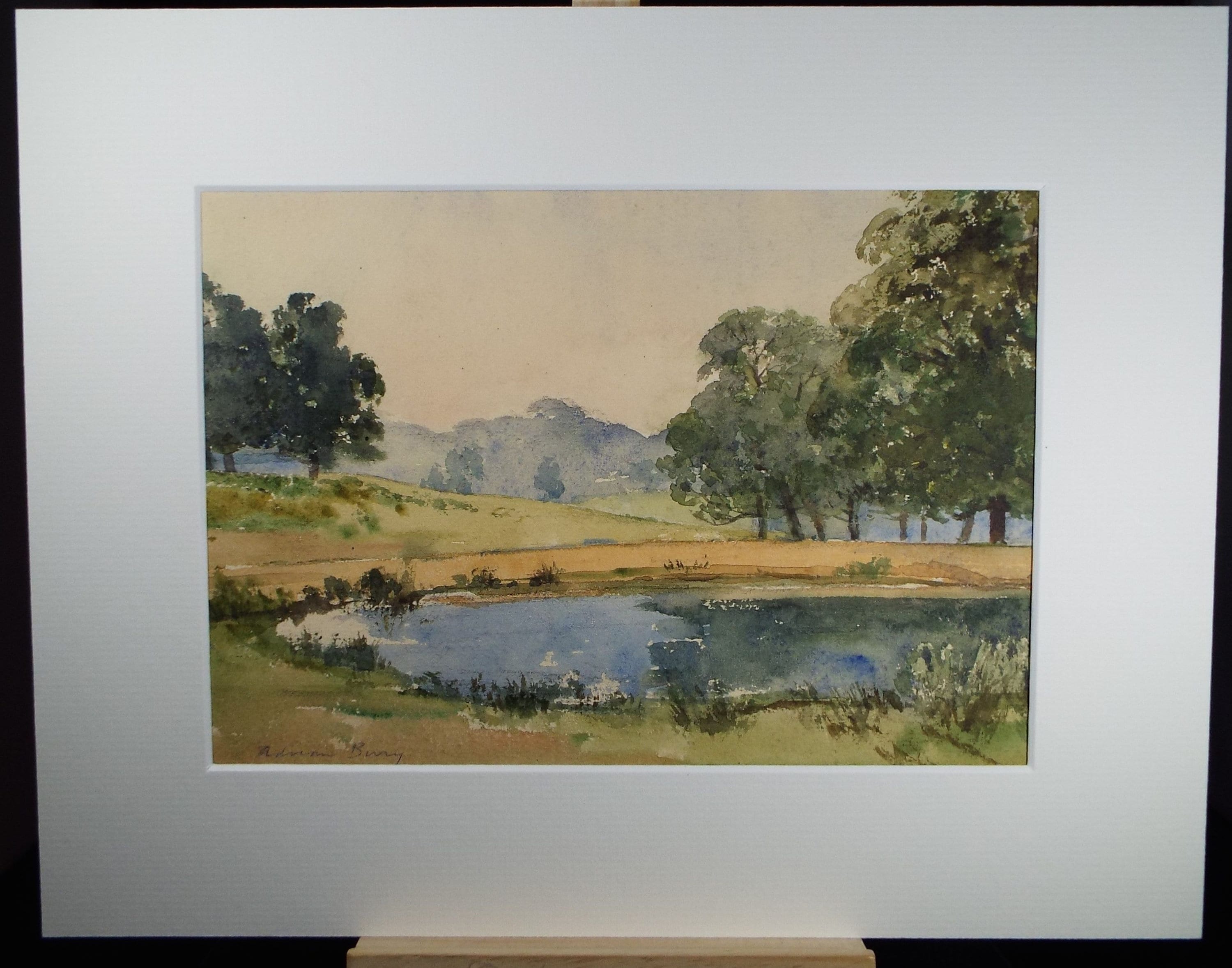 Original Watercolour, 'Pond in a Landscape' Circa 1960's, Adrian Bury (1891-1991)