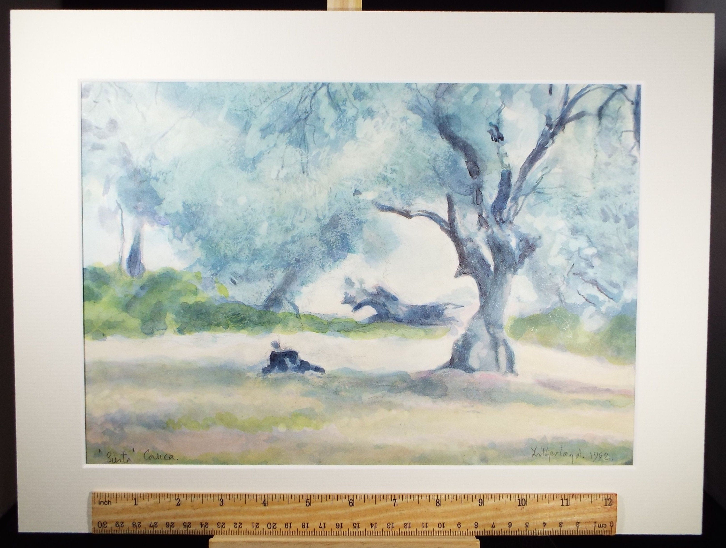 Original Watercolour & Gouache, 'Siesta, Corsica' 1990's, Dorothy Litherland (20th Century British), Impressionist Continental Landscape