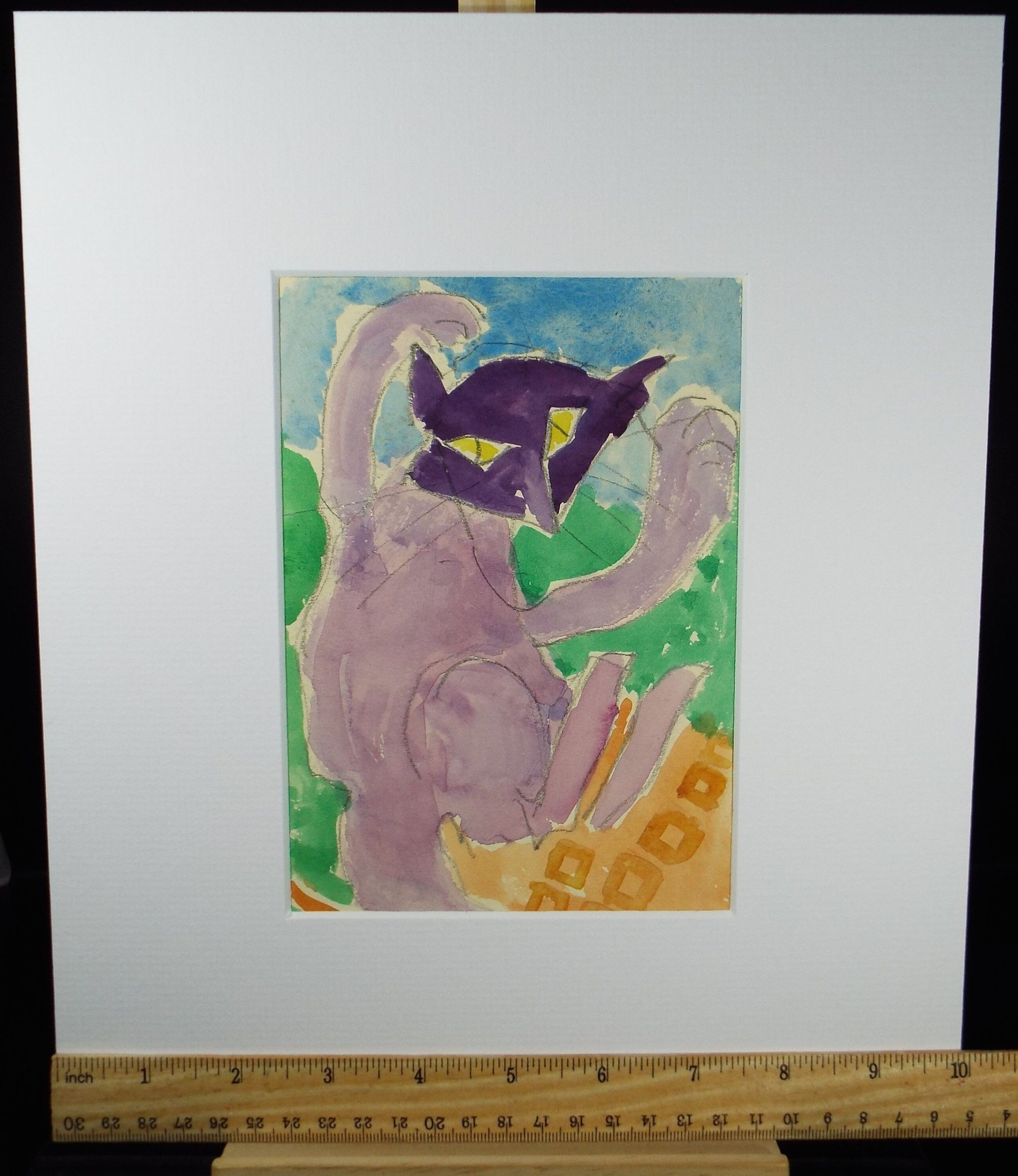 Barbara Karn (b1949) Original watercolour ,'Study of a cat - Violet', Circa 2002