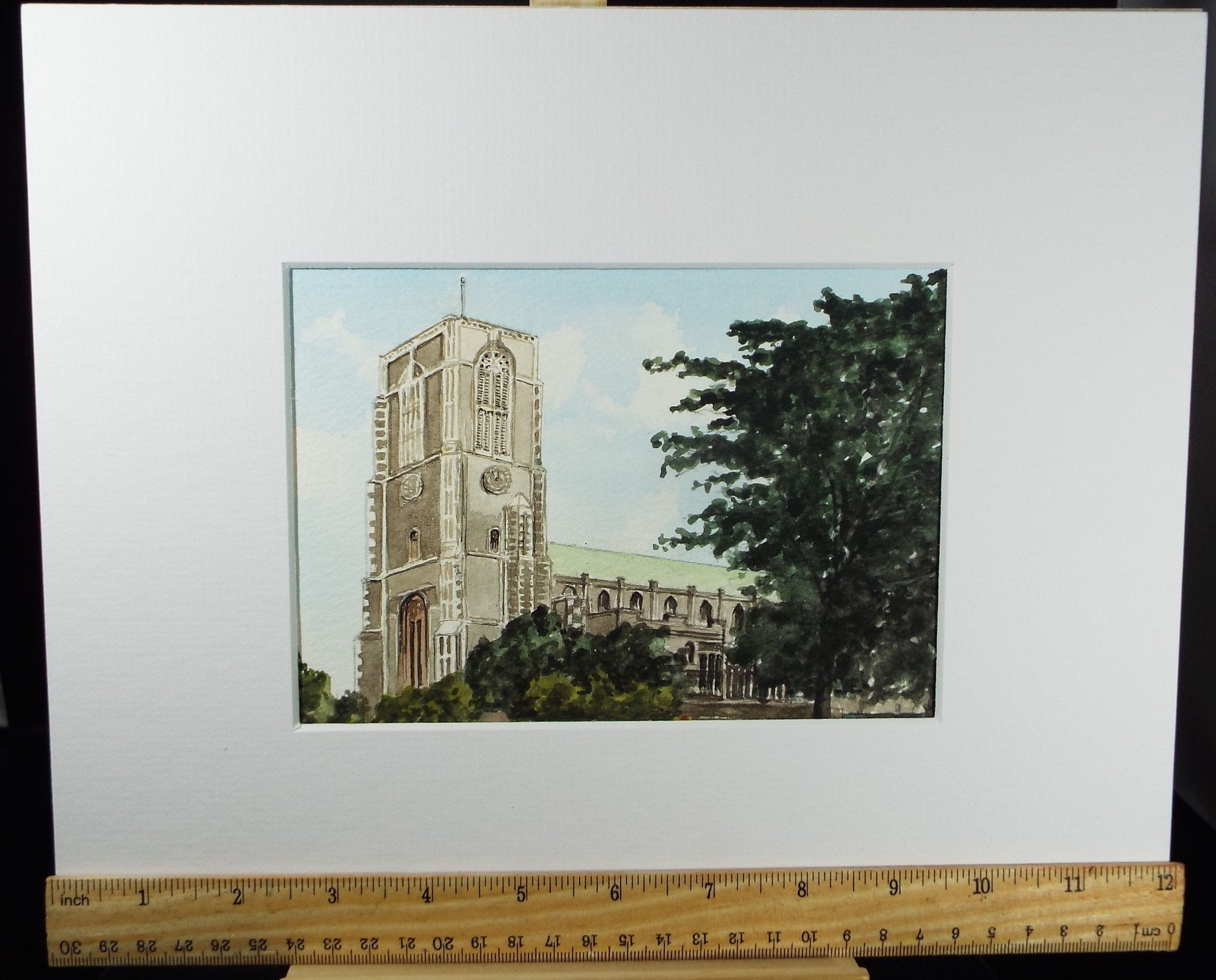 Original Watercolour, 'St Edmunds Church, Southwold', c1990's, Peter Hall
