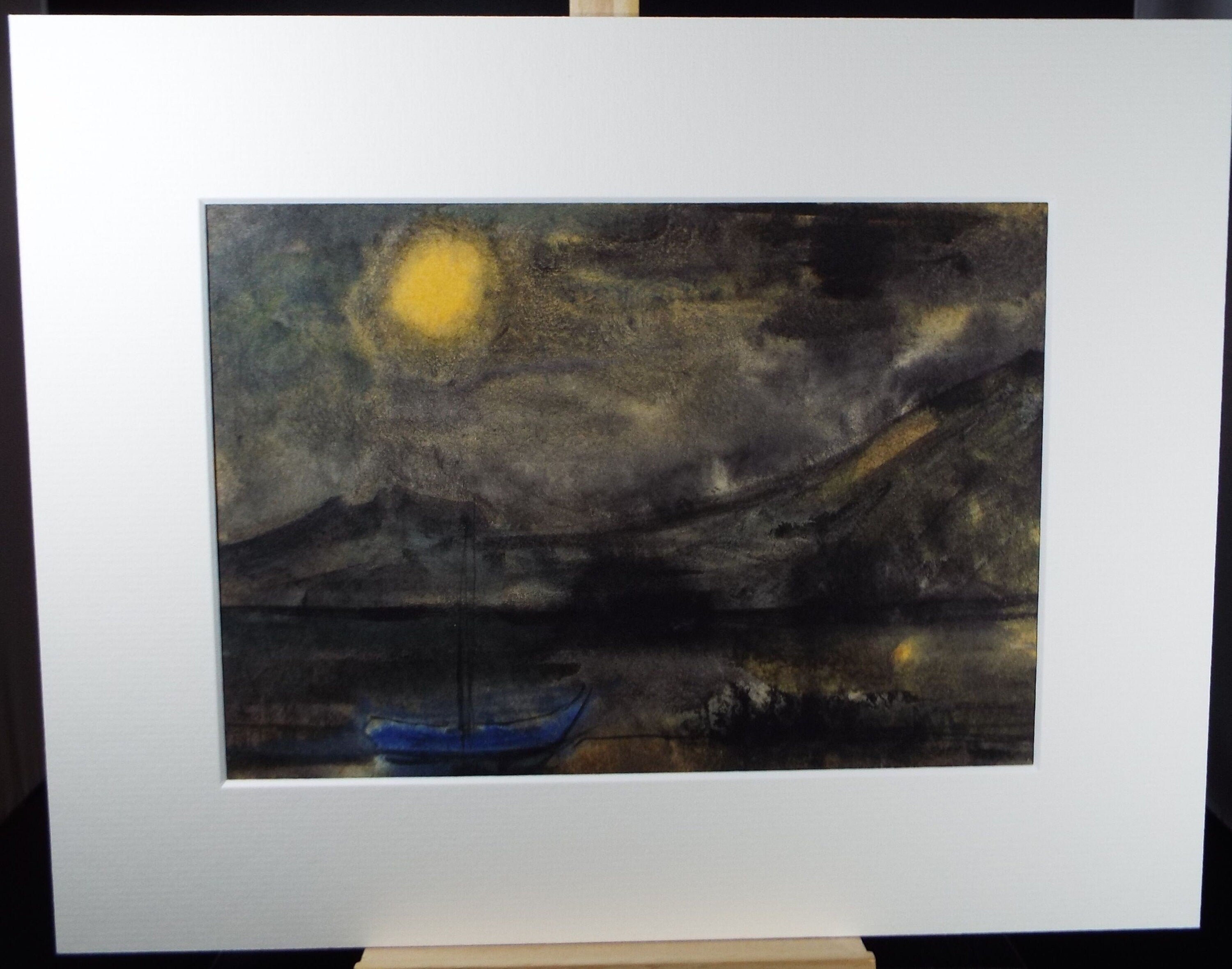 Original Watercolour, 'Moonlit Sailing Boat', Circa 1990, Dorothy Litherland