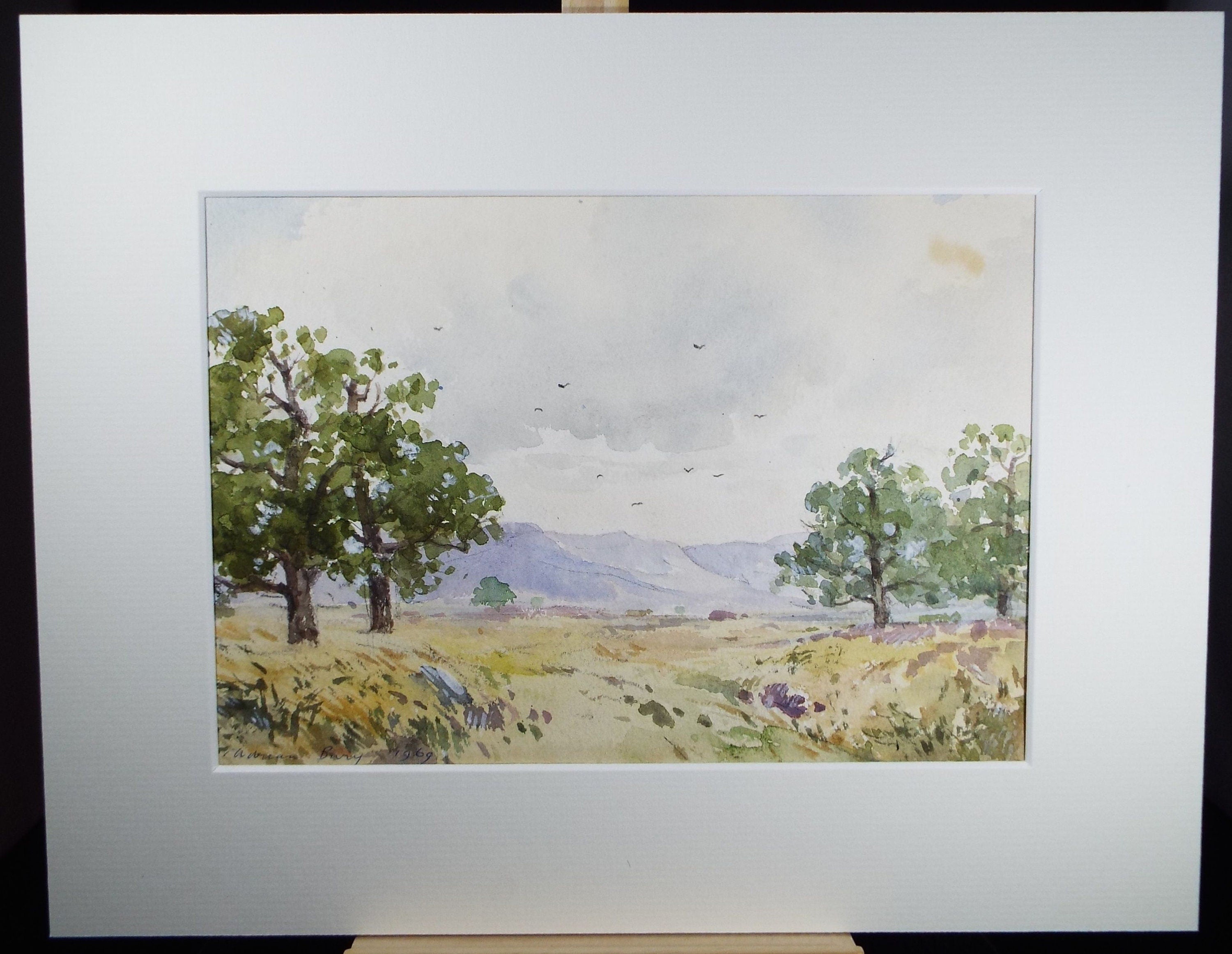 Original Watercolour, 'Landscape with Distant Hills', Dated 1969, Adrian Bury (1891-1991)