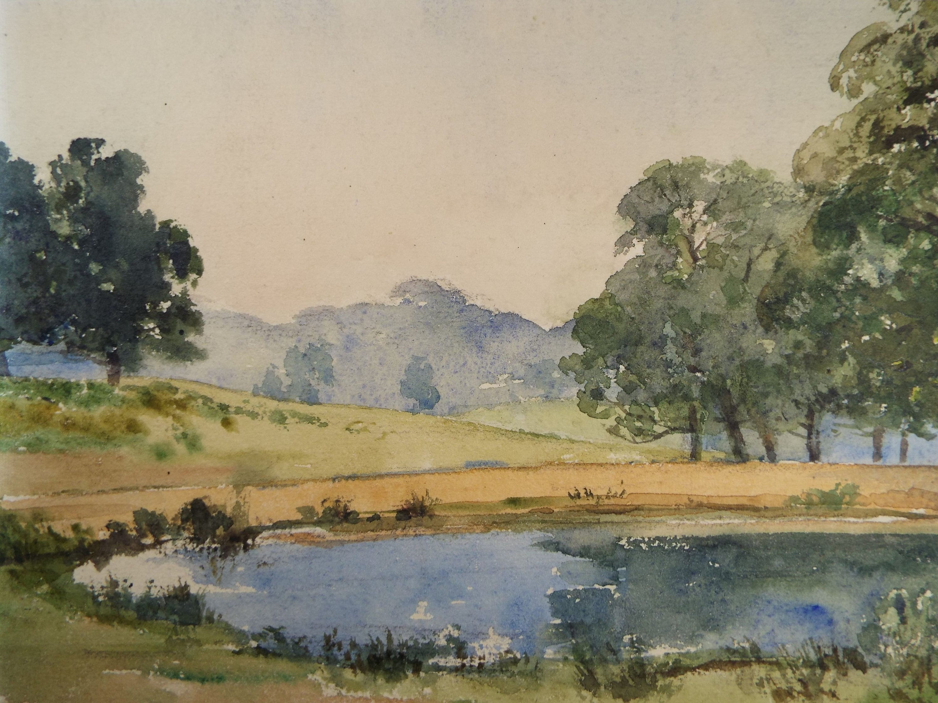 Original Watercolour, 'Pond in a Landscape' Circa 1960's, Adrian Bury (1891-1991)