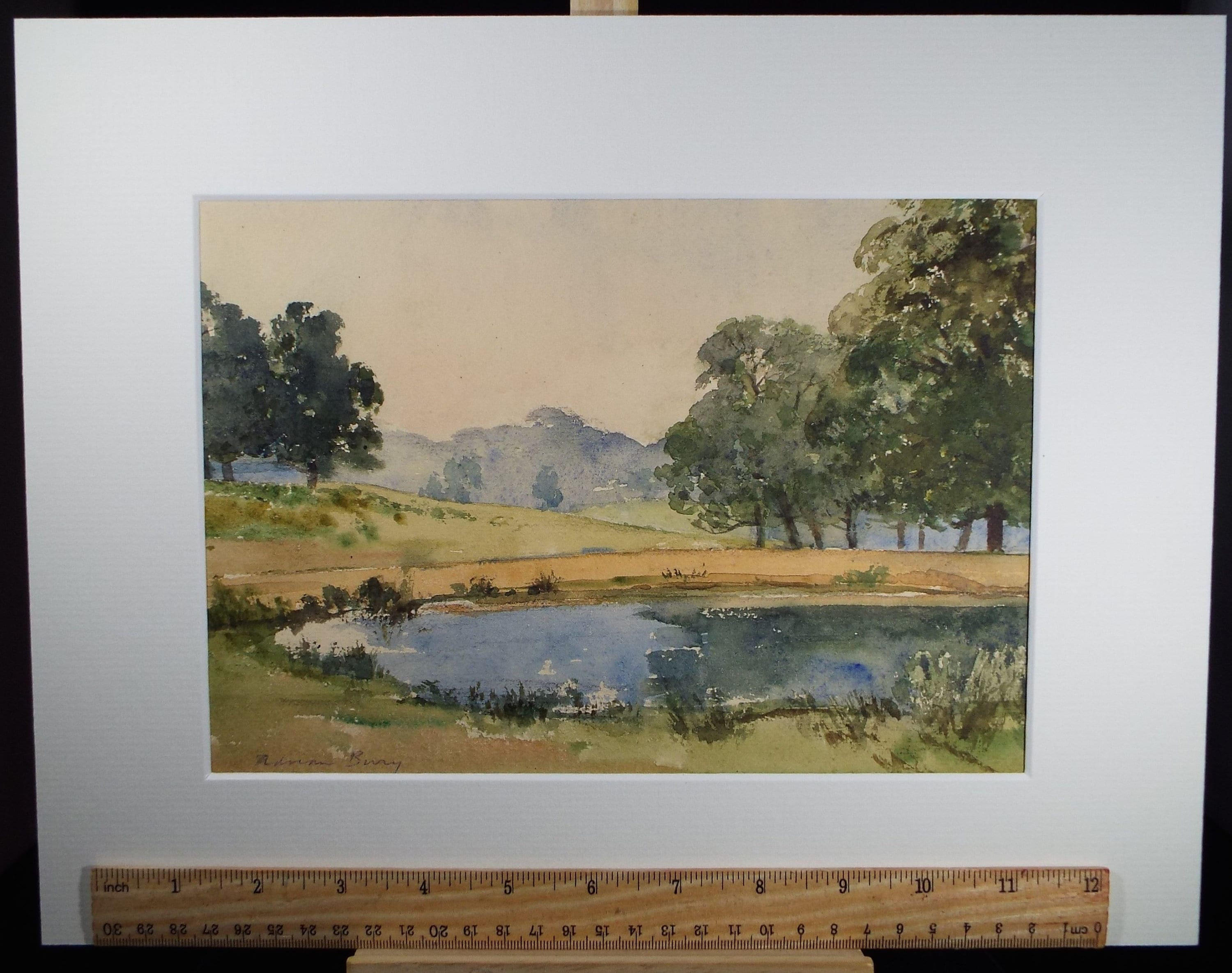 Original Watercolour, 'Pond in a Landscape' Circa 1960's, Adrian Bury (1891-1991)