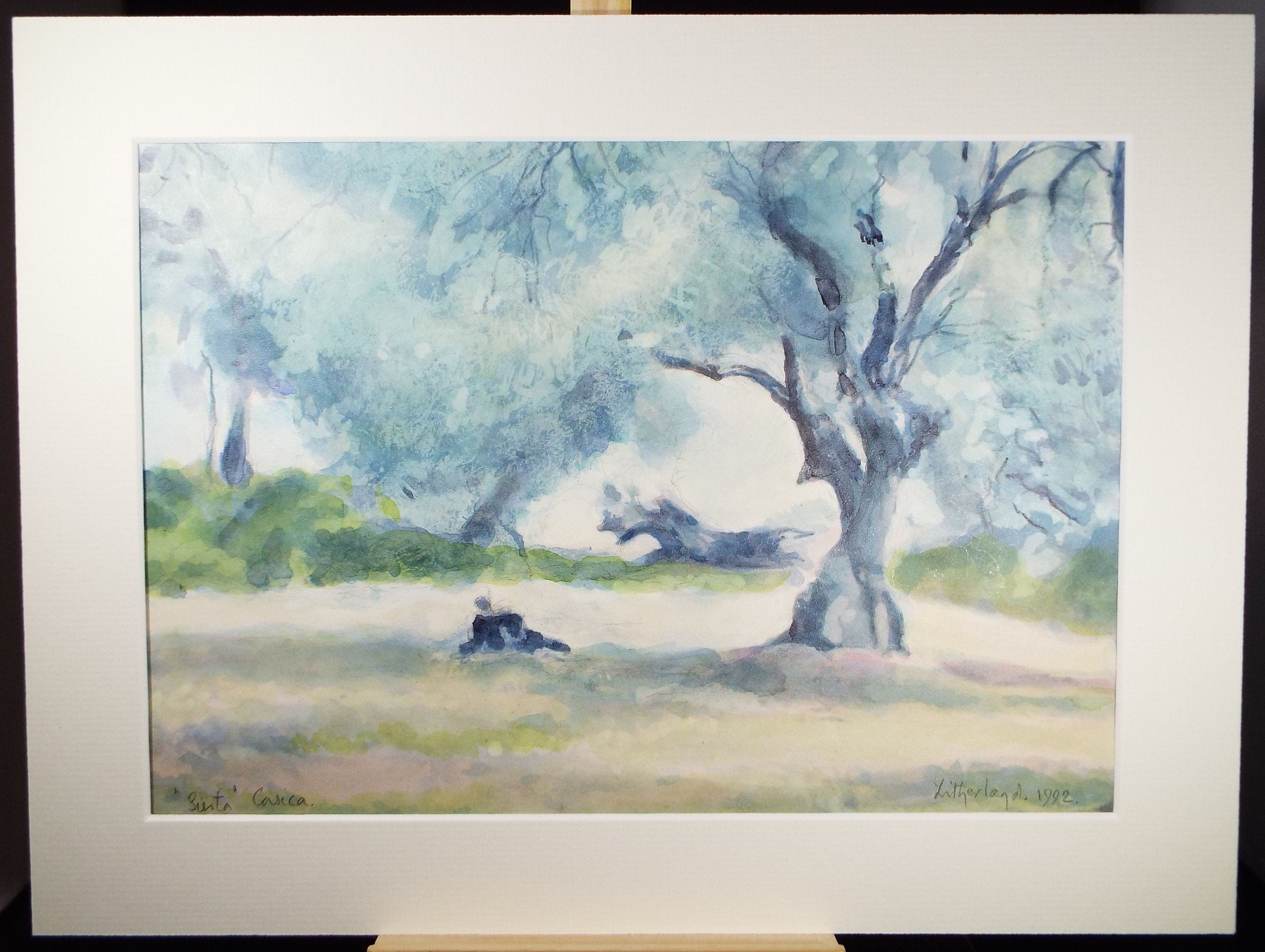 Original Watercolour & Gouache, 'Siesta, Corsica' 1990's, Dorothy Litherland (20th Century British), Impressionist Continental Landscape