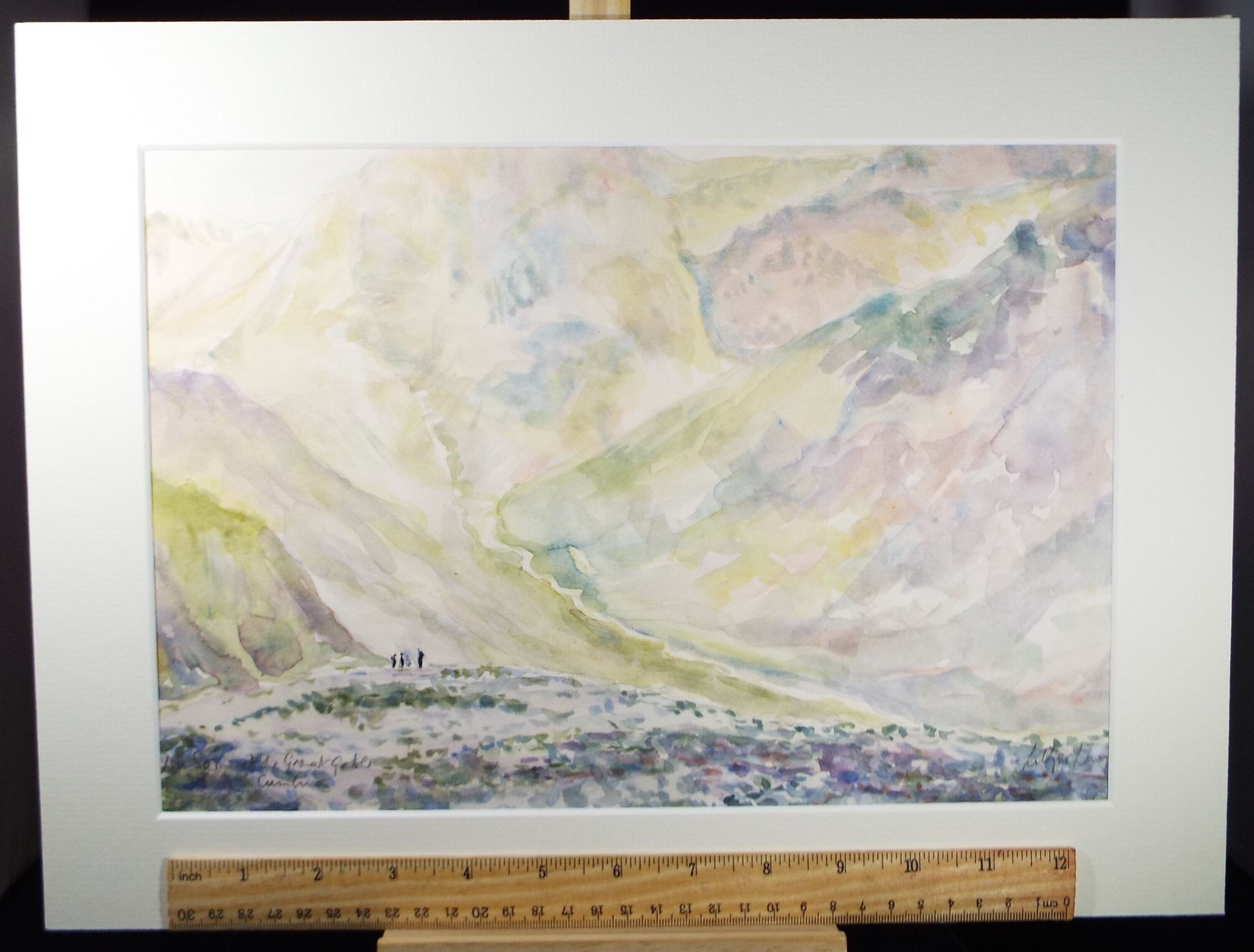 Original Watercolour, 'Figures on a Mountain Pass', 1990's, Dorothy Litherland (20th Century British)