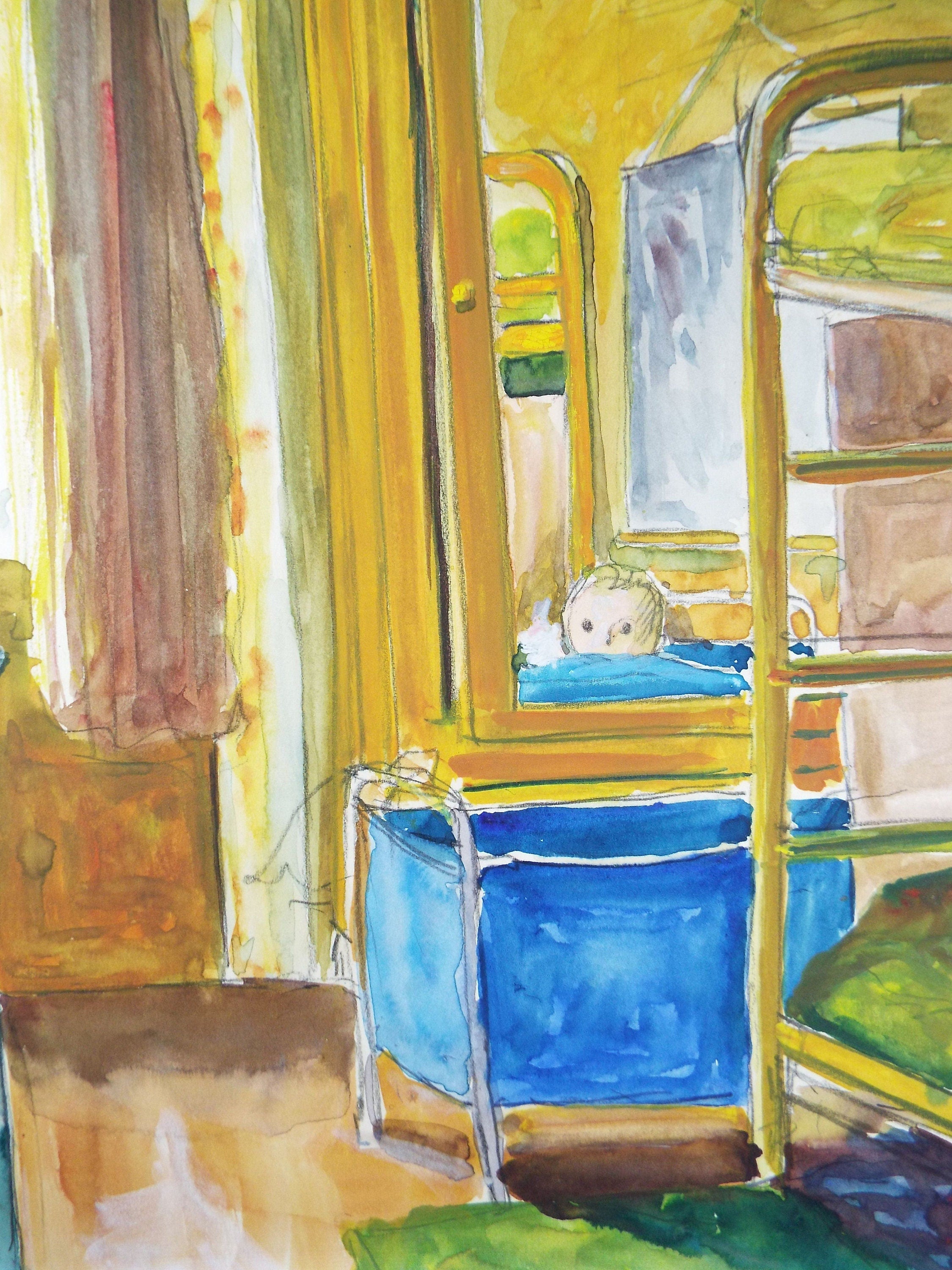 Original Watercolour, 'Child in a Bedroom', c1970's, Dorothy Litherland (20th Century British)