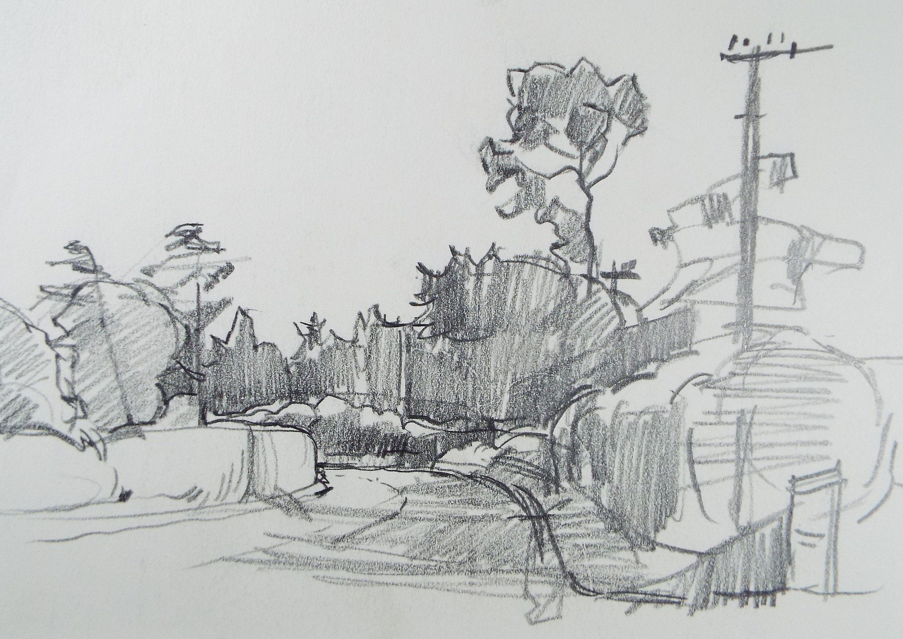 Original Pencil  Drawing, 'A Country lane', Circa 1950's,  Douglas Pittuck (1911-1993)
