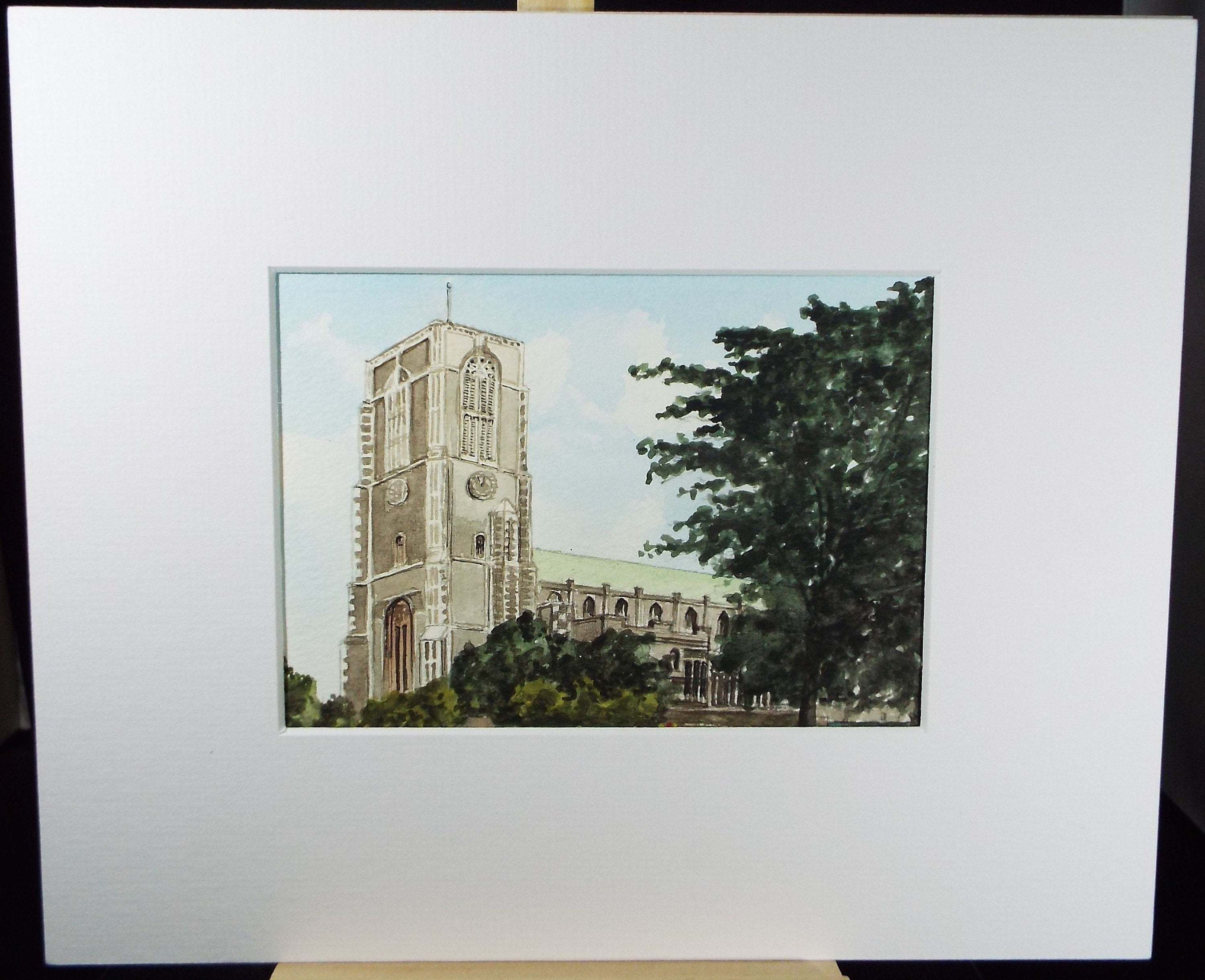 Original Watercolour, 'St Edmunds Church, Southwold', c1990's, Peter Hall