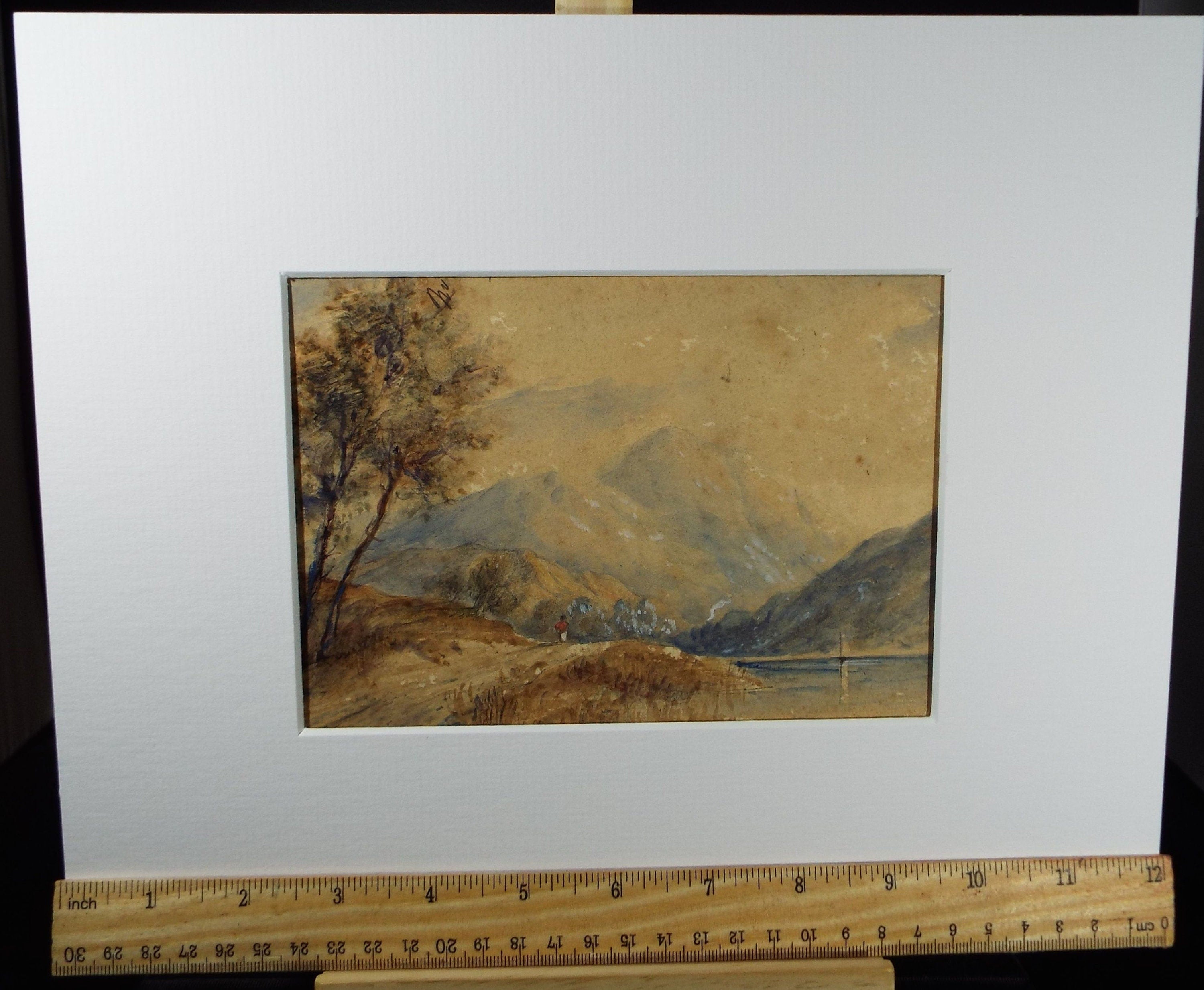 Original Watercolour, 'River with Distant Hills, Circa 1850, Artist Unknown
