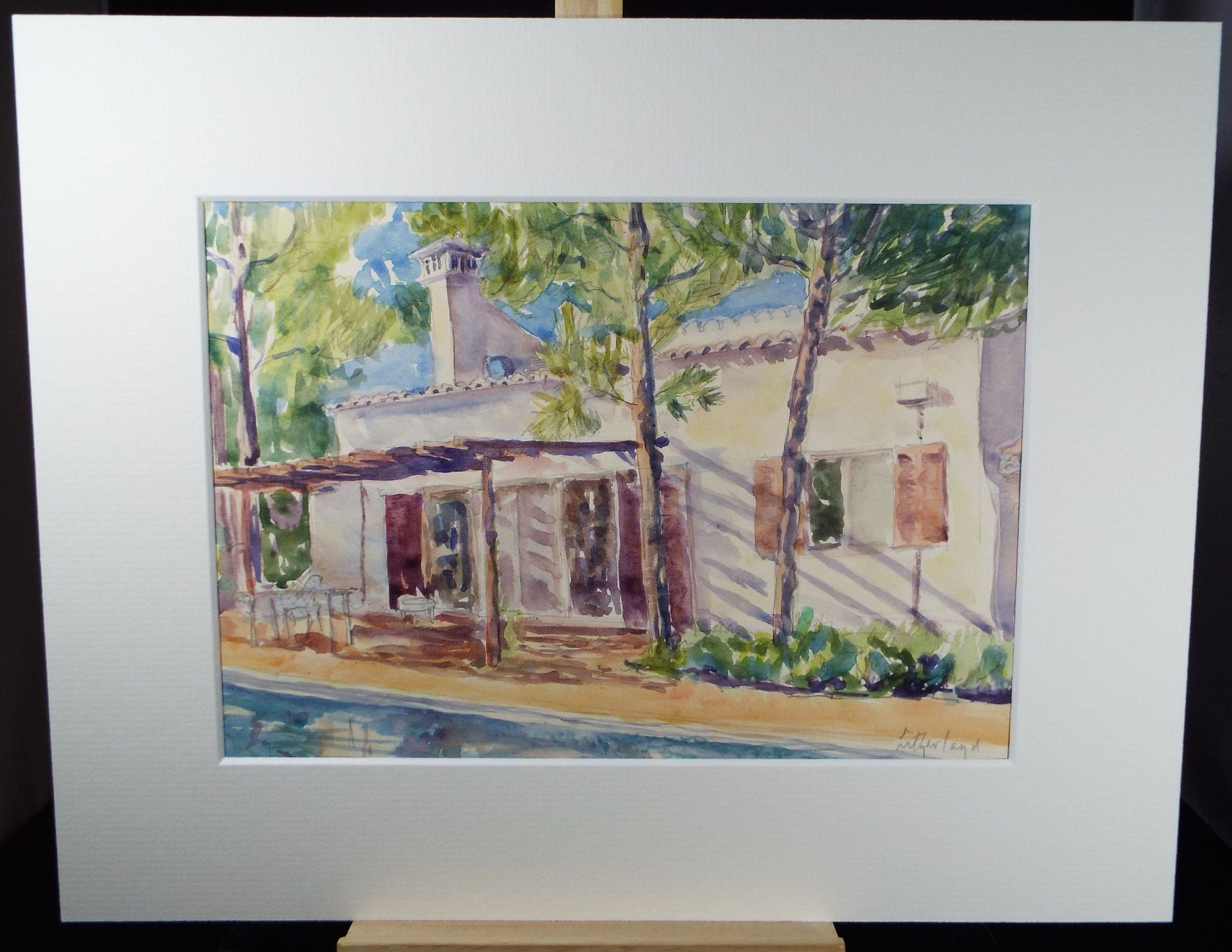 Original Watercolour, 'The Villa', circa 1990's, Dorothy Litherland.