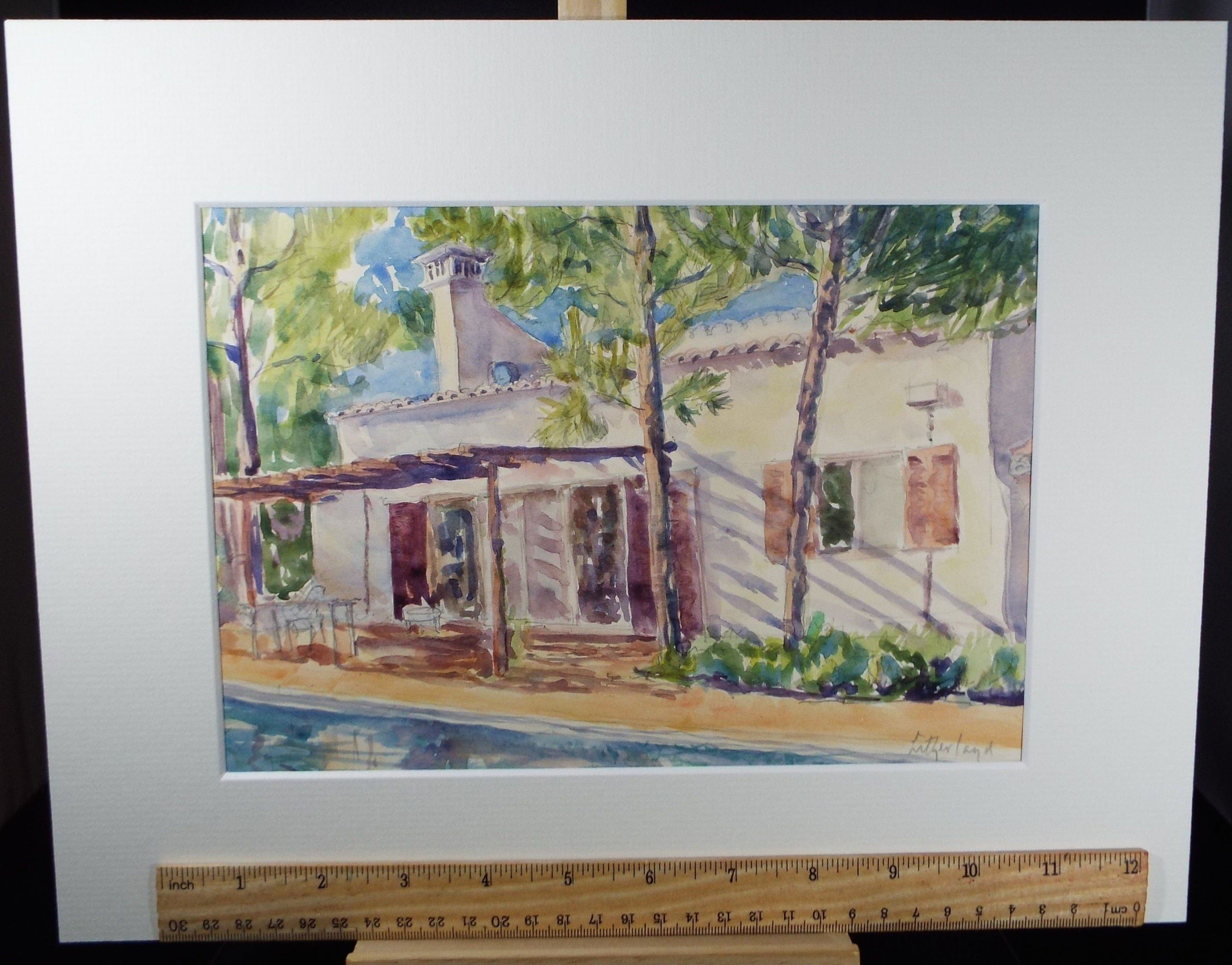 Original Watercolour, 'The Villa', circa 1990's, Dorothy Litherland.