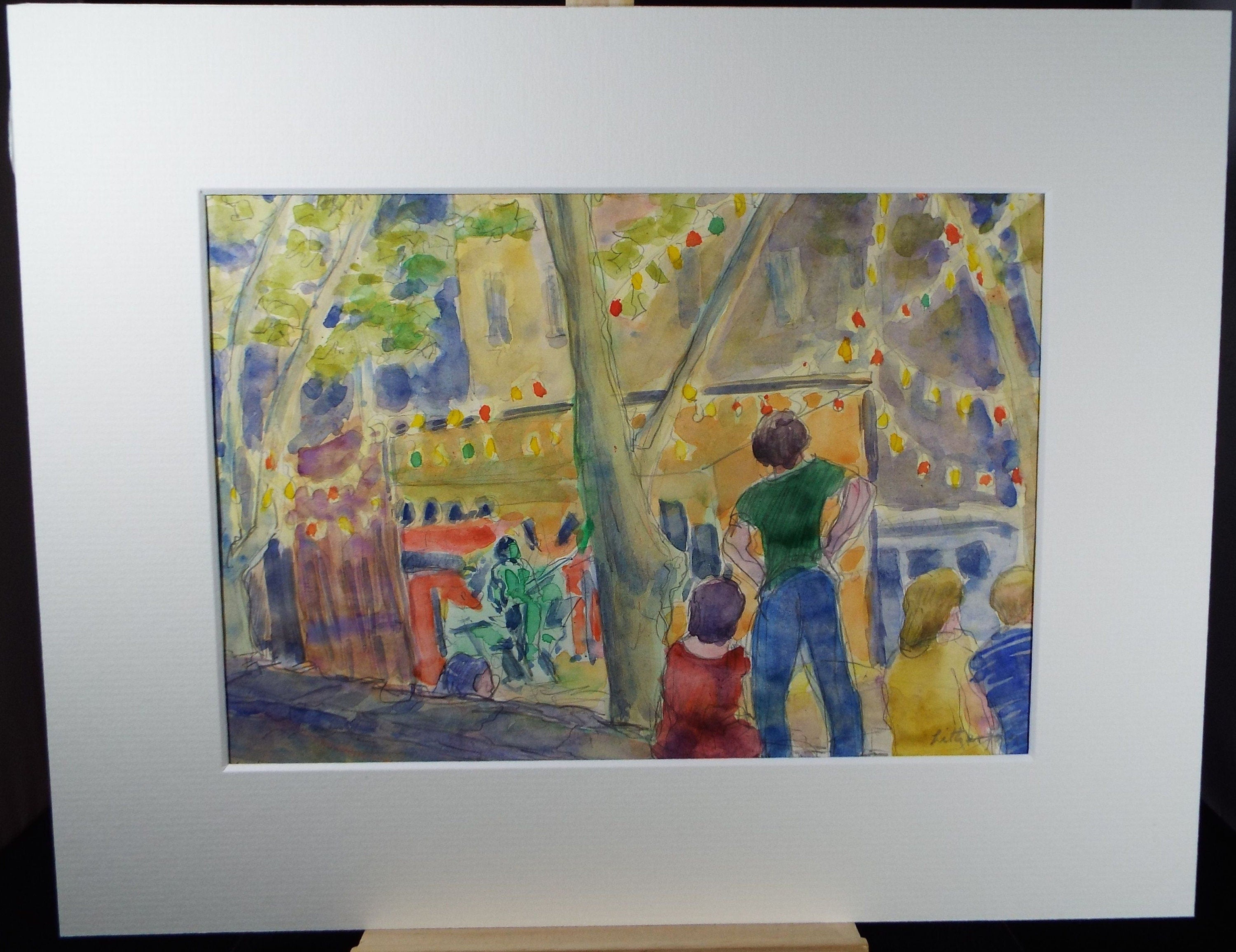 Original Watercolour & Gouache,'The Party', 1990's, Dorothy Litherland, (20th Century British)