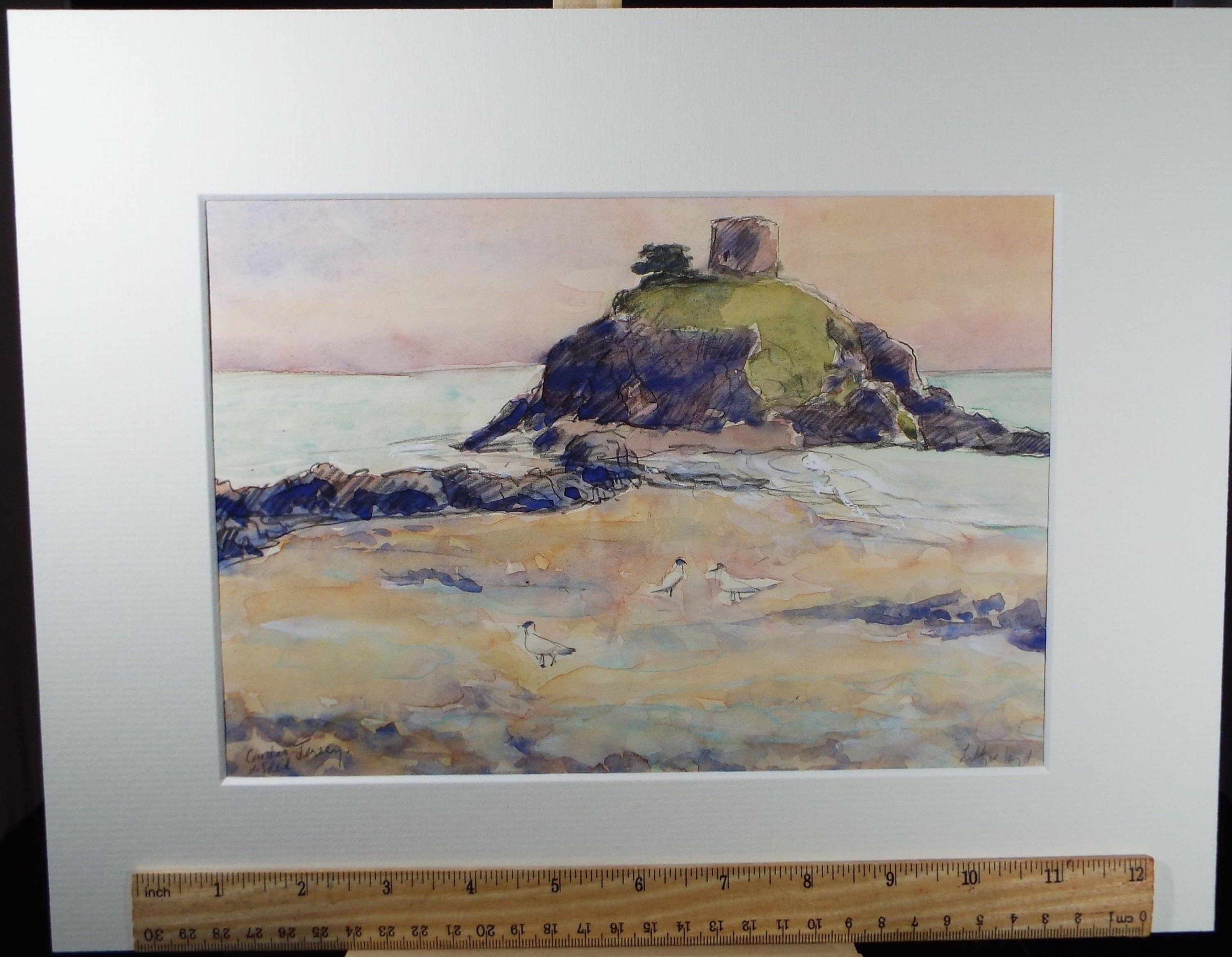 Original Watercolour & Conte, 'Jersey', circa 1990's, Dorothy Litherland