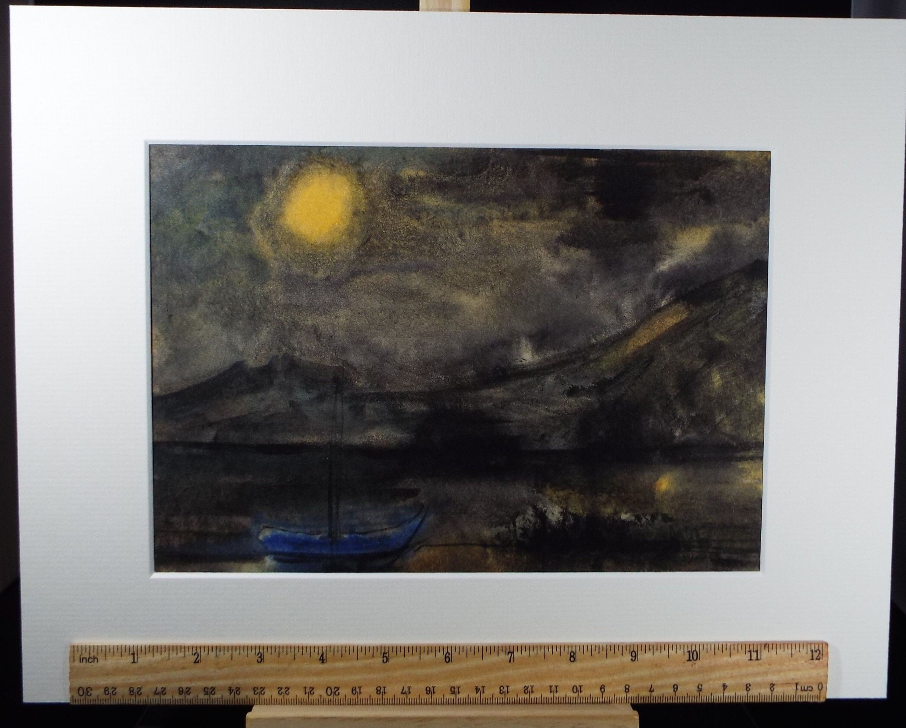 Original Watercolour, 'Moonlit Sailing Boat', Circa 1990, Dorothy Litherland