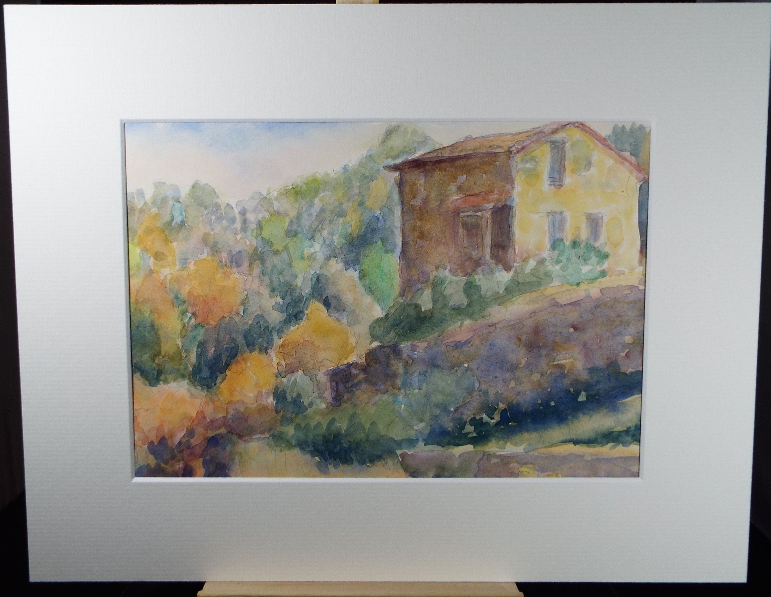 Original Watercolour, ' Farmhouse', circa 1990's, Dorothy Litherland.
