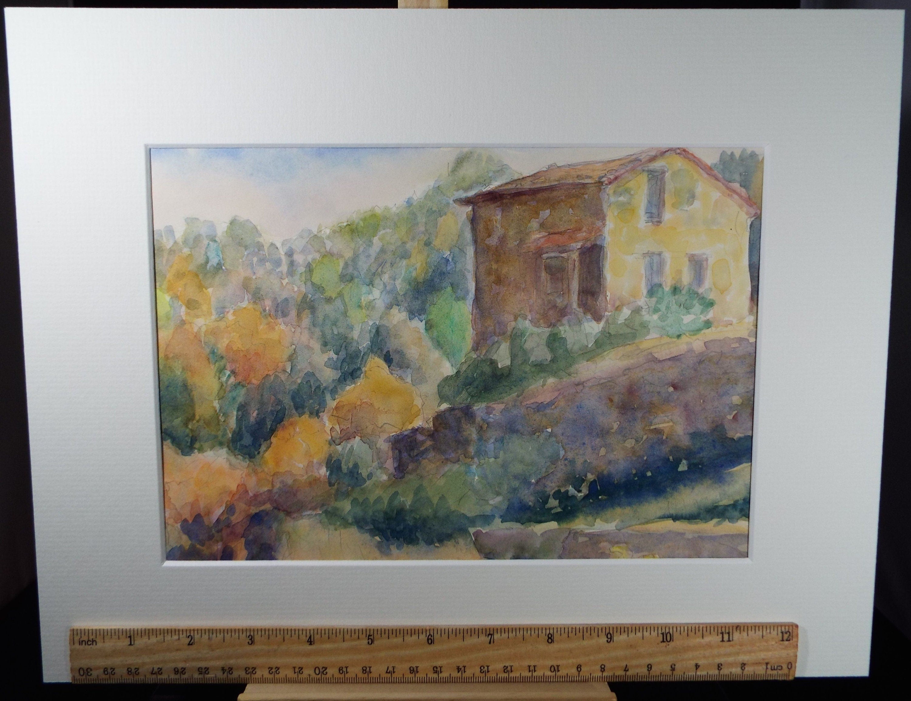 Original Watercolour, ' Farmhouse', circa 1990's, Dorothy Litherland.